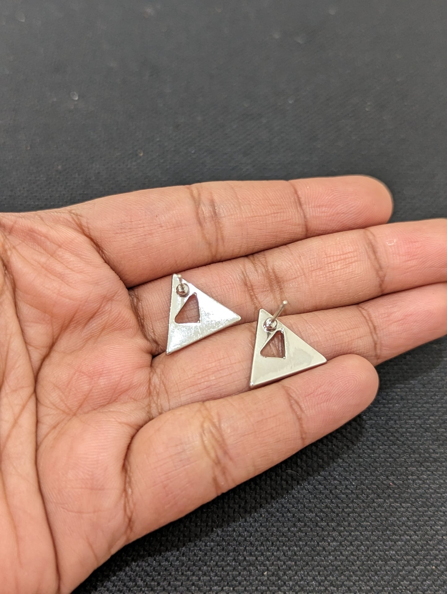 Enamel work triangle stud earring - Simpliful