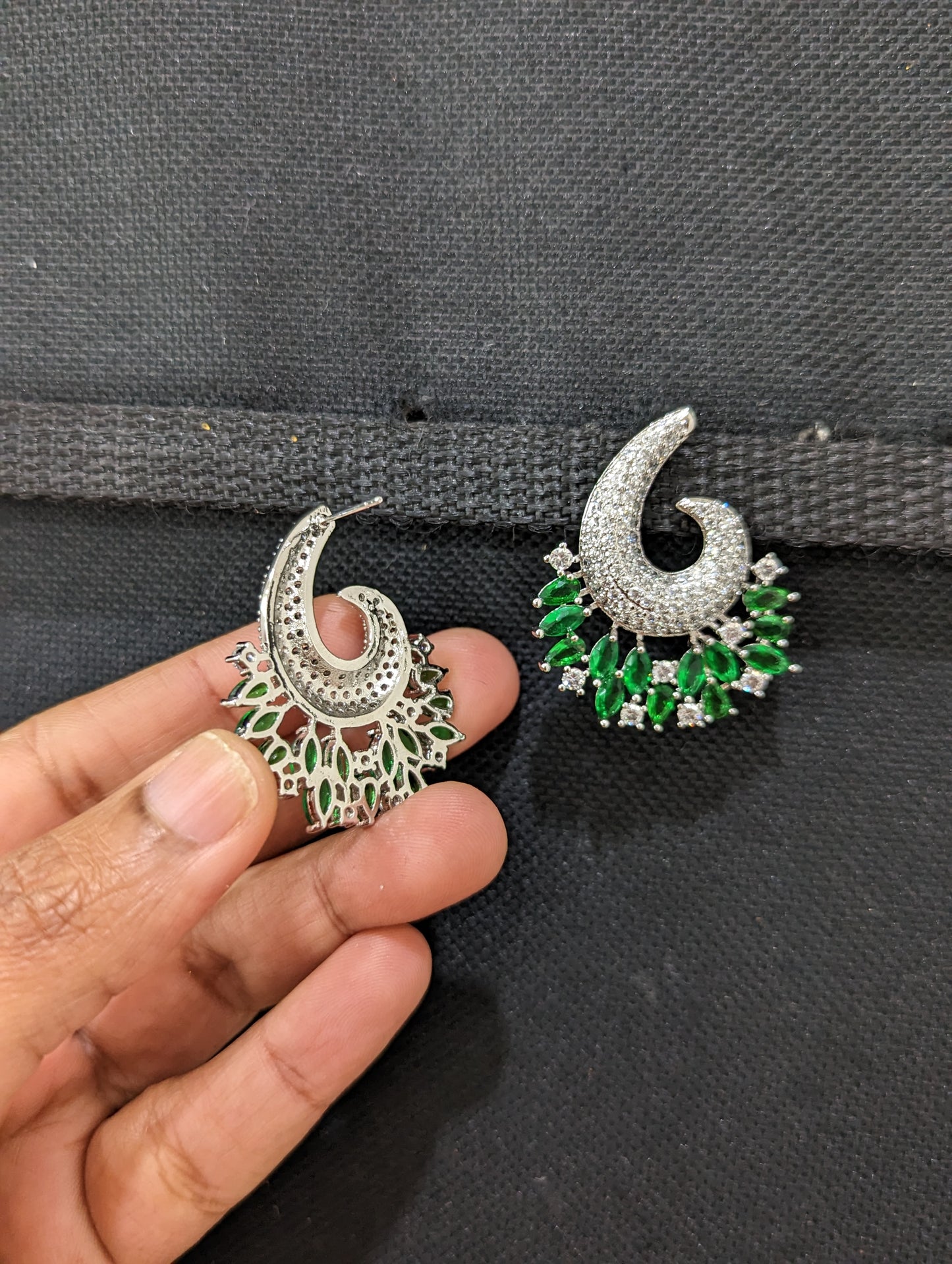 Stylish Statement Arc design CZ earrings