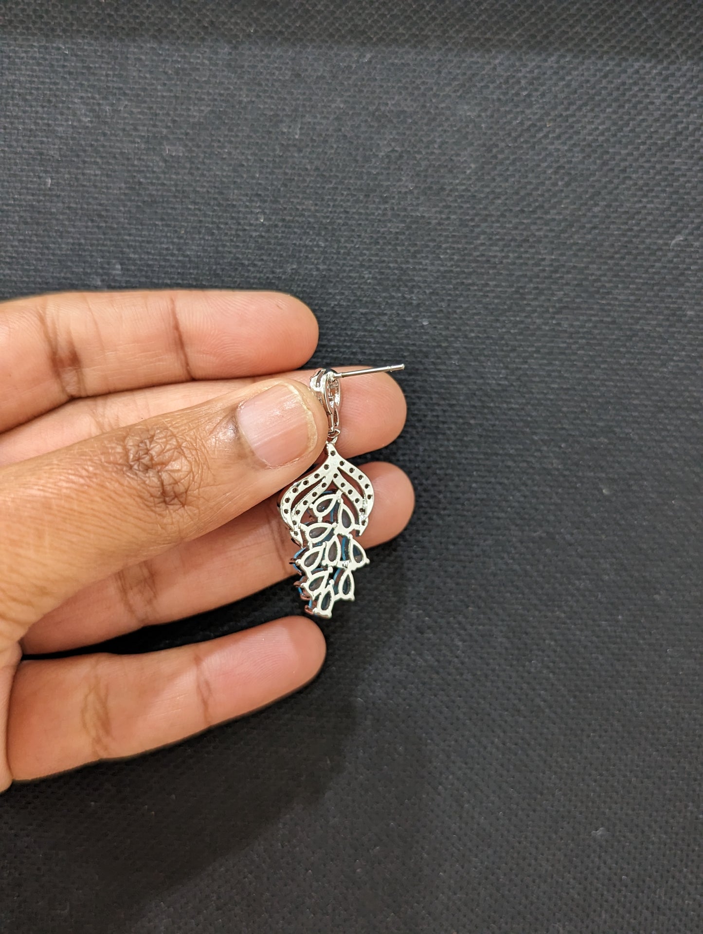 Party wear cz stone embedded platinum finish designer earring - Simpliful