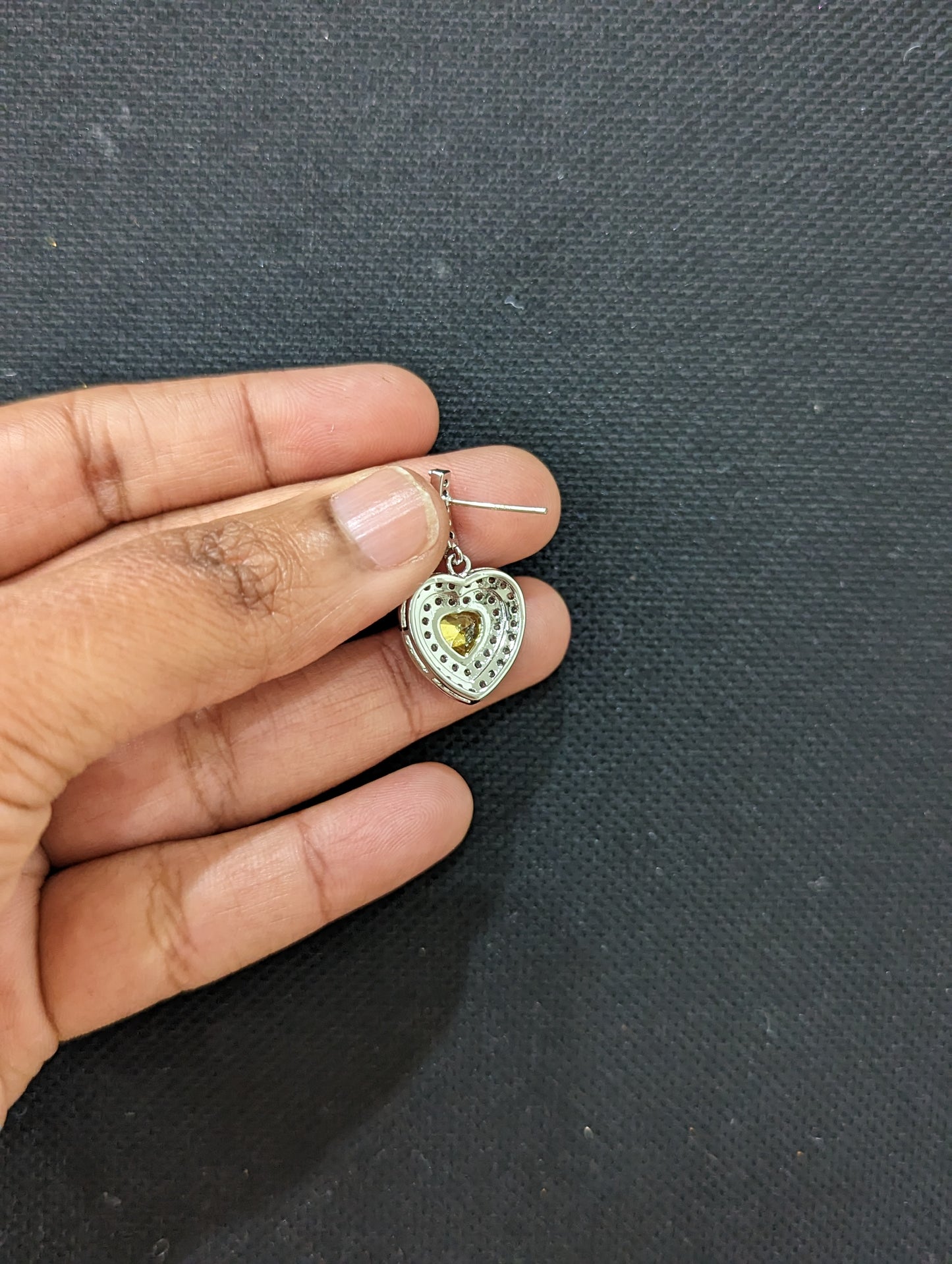 Heart design cz stone embedded platinum finish party wear earrings - Simpliful