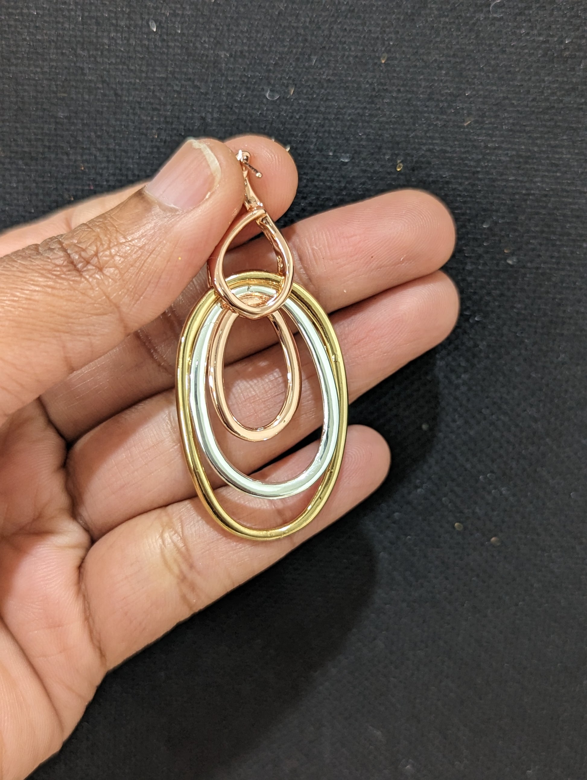 3 tone Oval designer Earring - Simpliful
