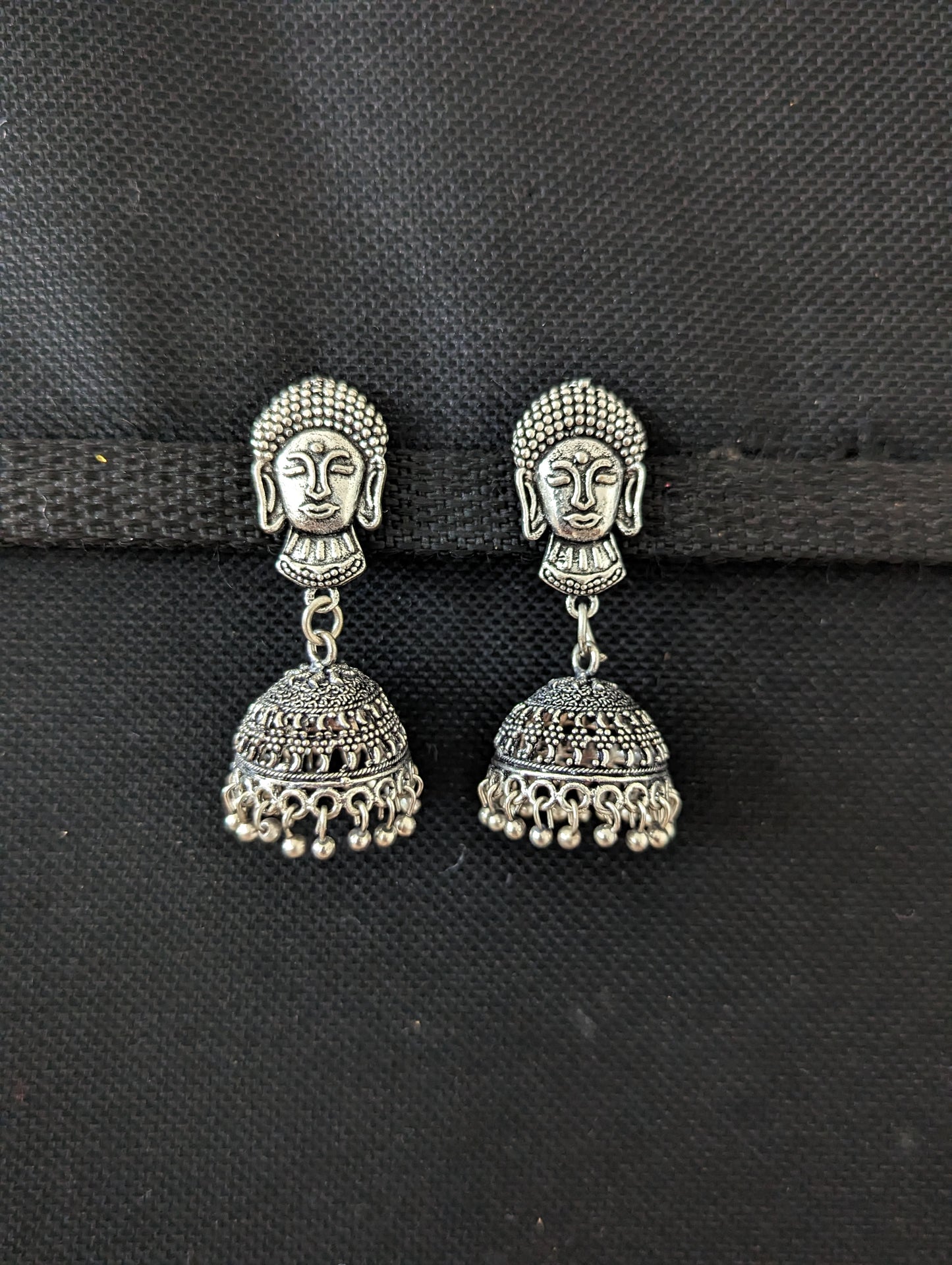 Oxidized silver Jhumka Earrings - Medium size