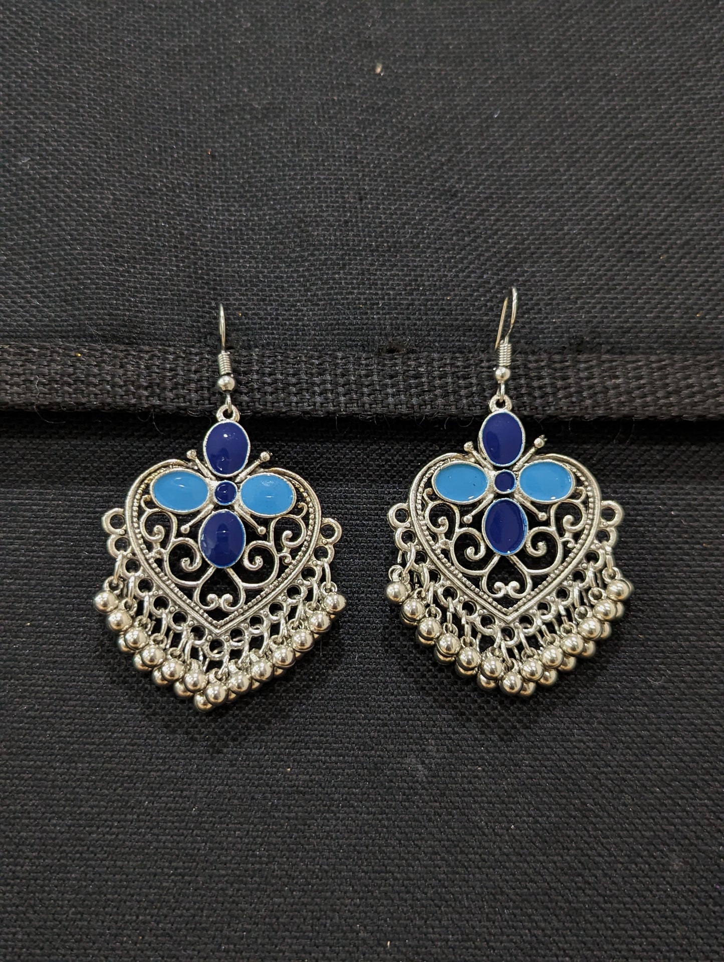 Antique silver enamel hook drop Earrings - 4 designs - Simpliful