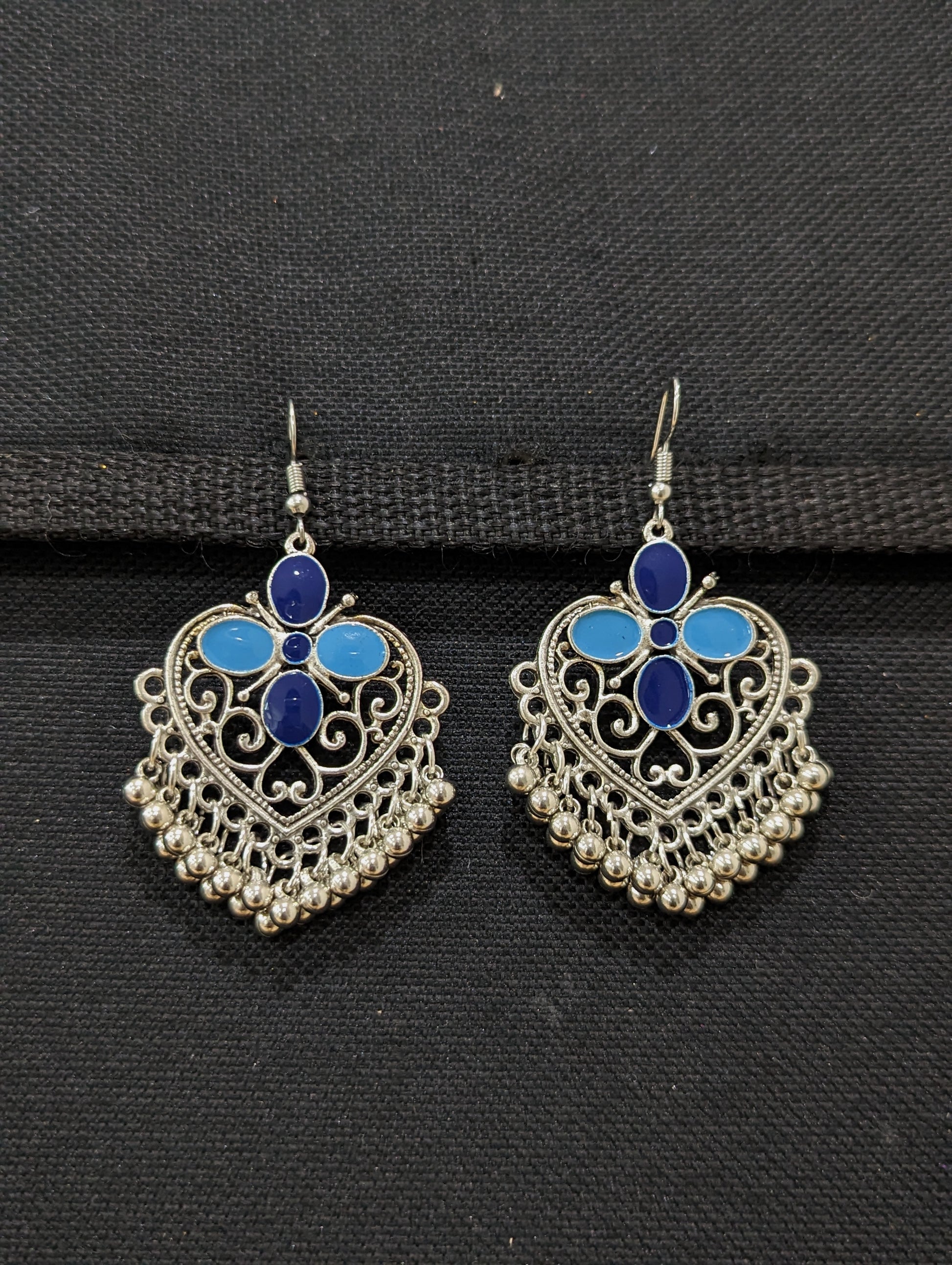 Antique silver enamel hook drop Earrings - 4 designs - Simpliful