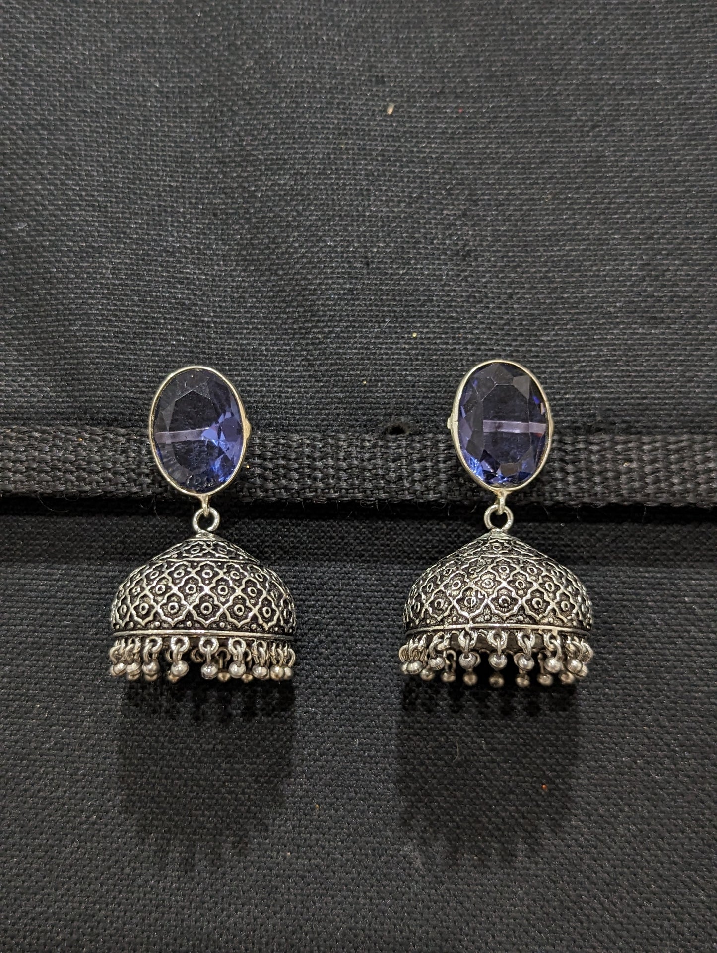 Oxidized silver colorful jhumka - 4 designs