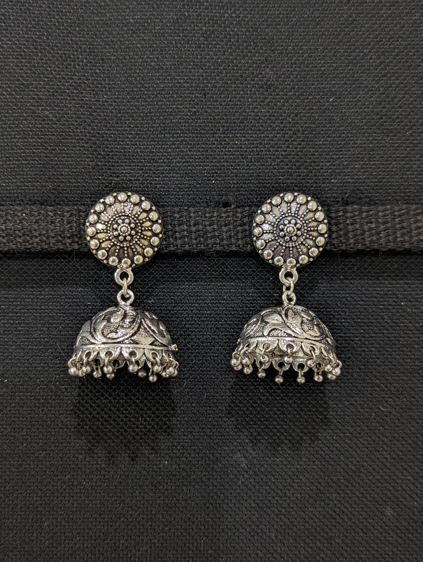Oxidized silver Jhumka Earrings - Medium size