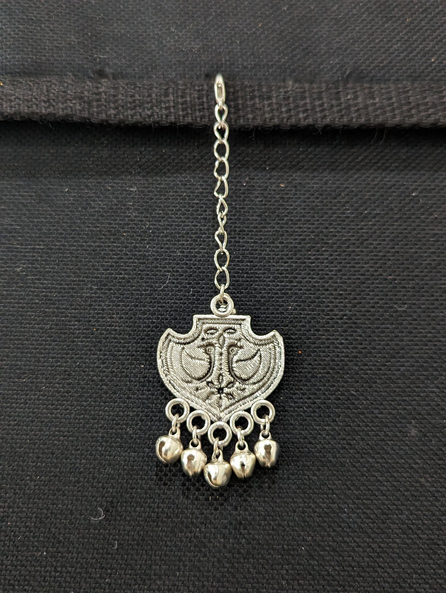 Oxidized silver Peacock Maang Tikka