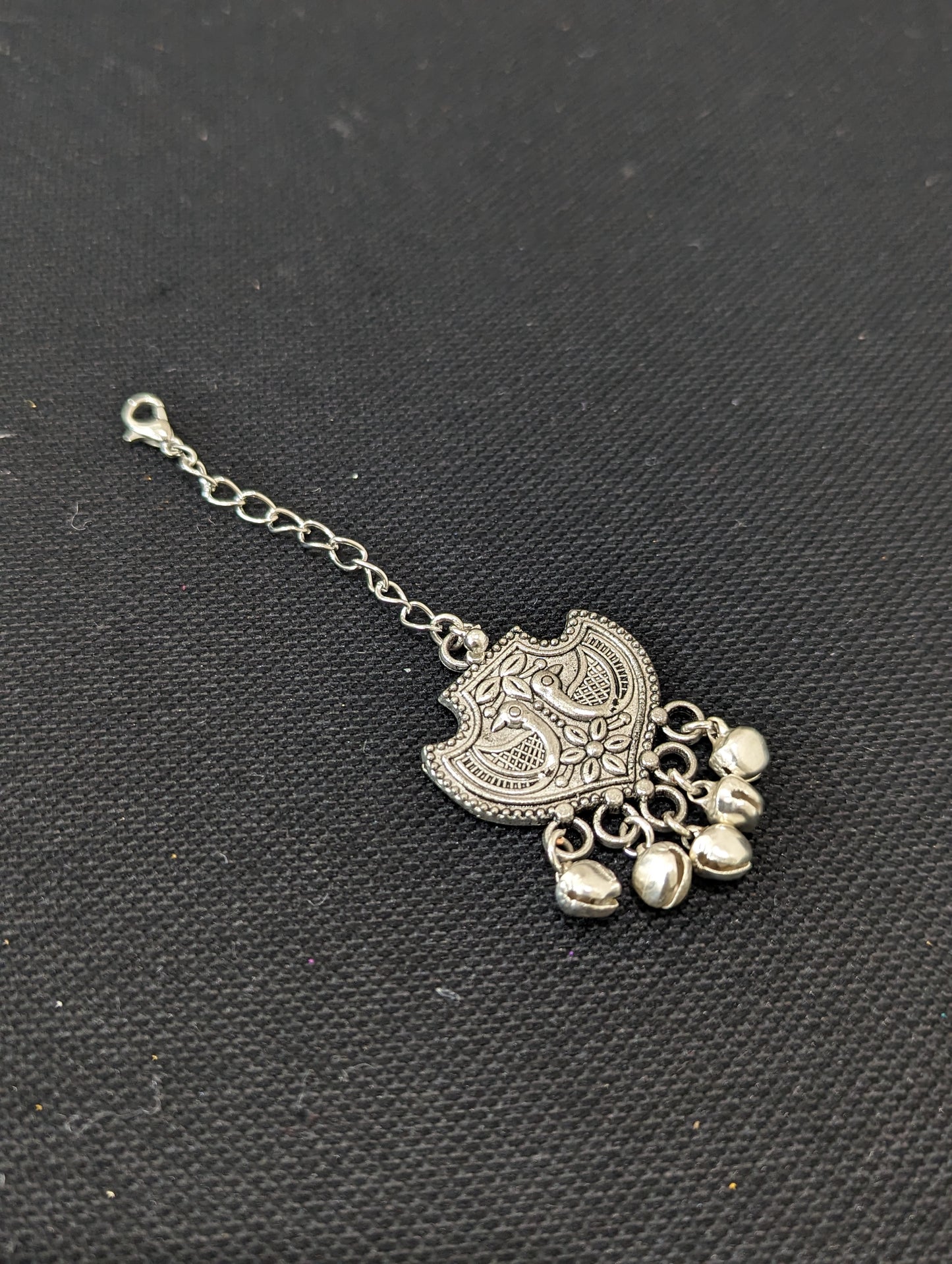 Oxidized silver Peacock Maang Tikka