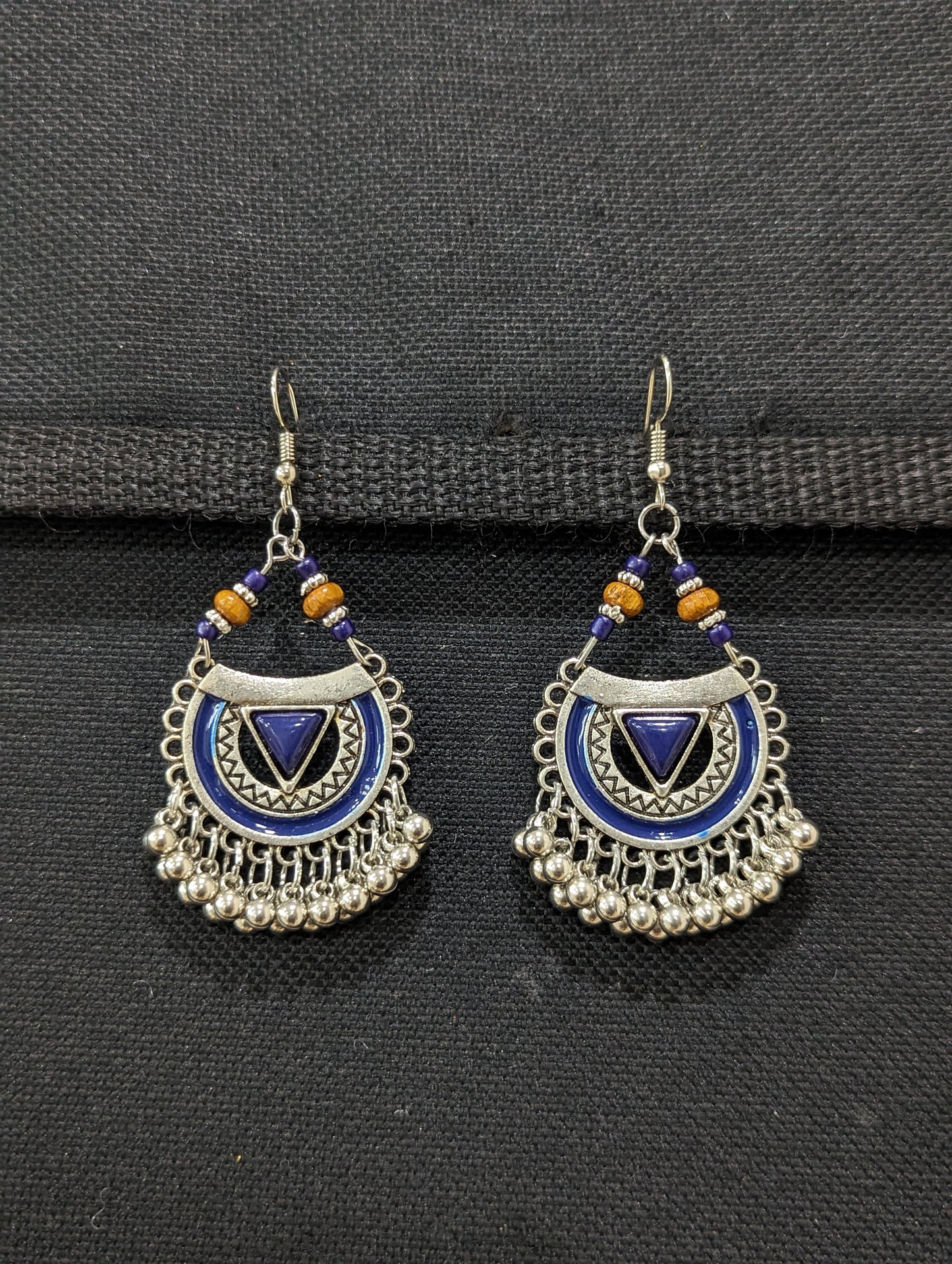 Antique silver enamel hook drop Earrings - 5 designs - Simpliful