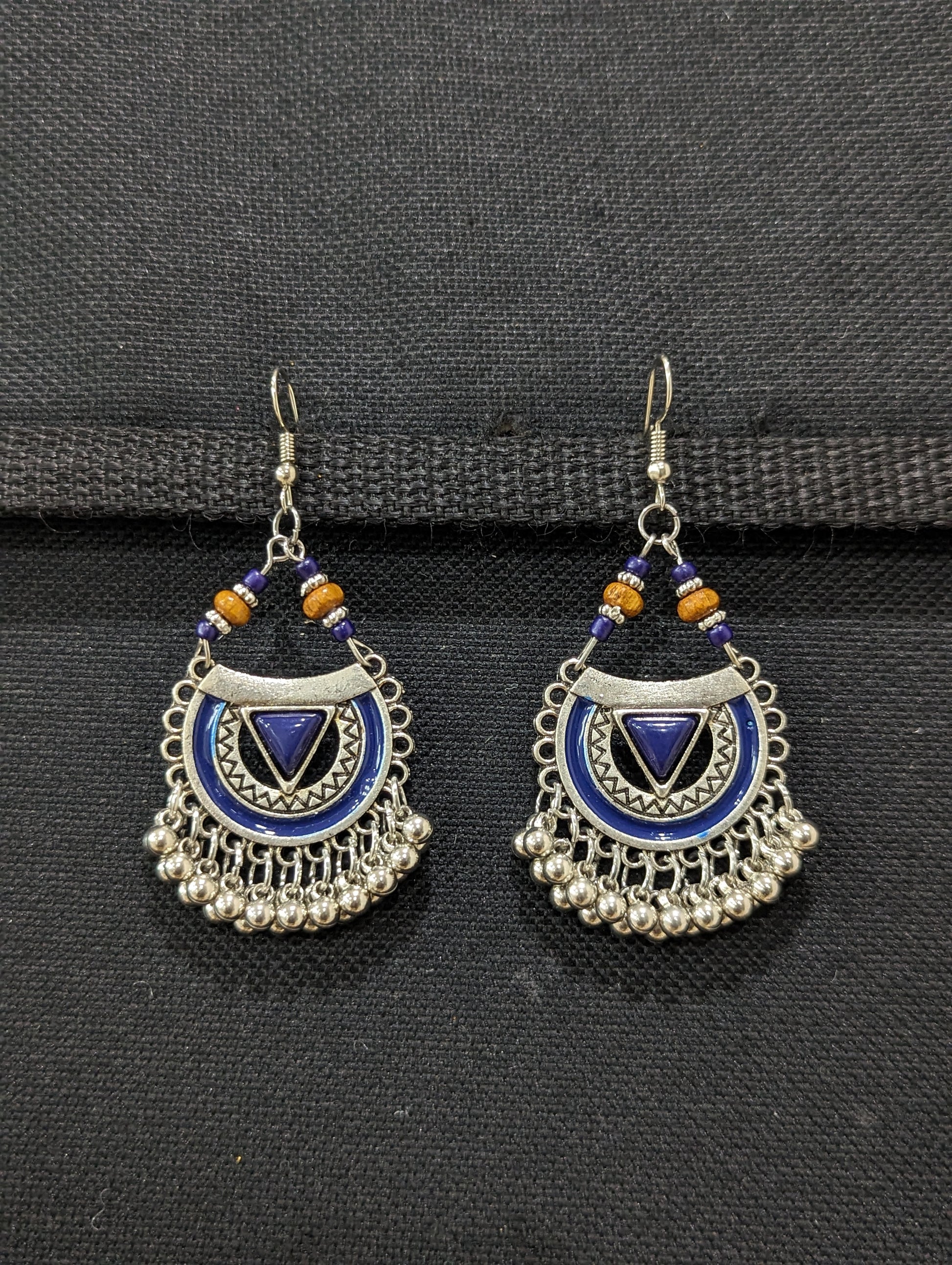 Antique silver enamel hook drop Earrings - 5 designs - Simpliful