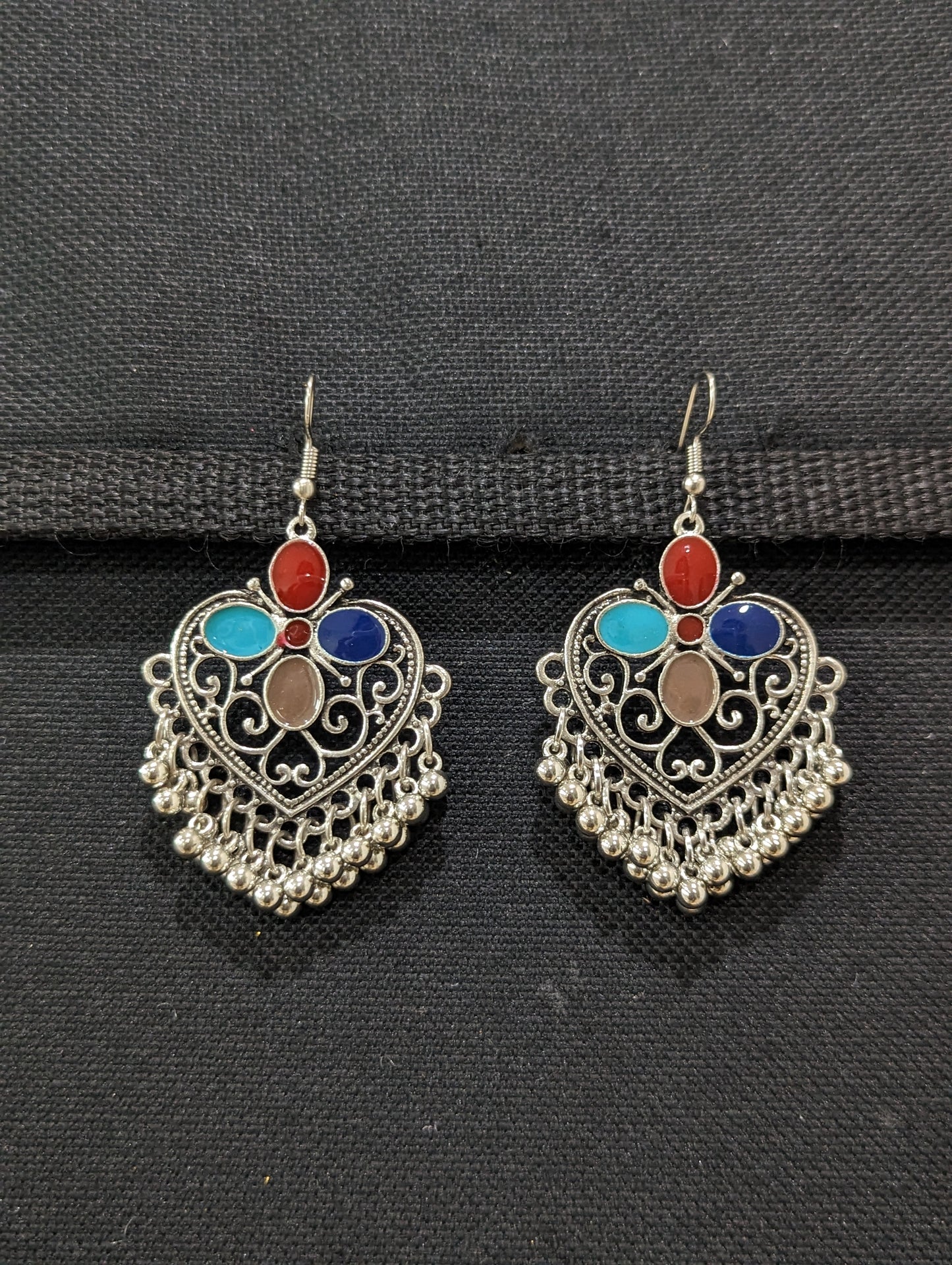 Antique silver enamel hook drop Earrings - 5 designs - Simpliful