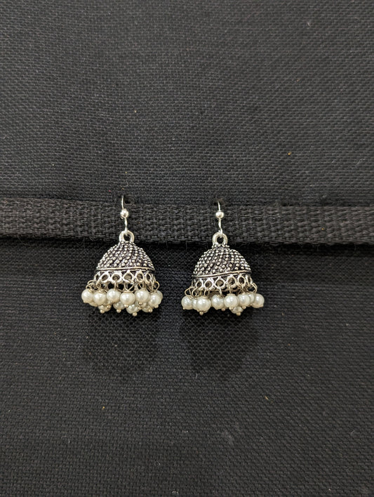 Oxidzed silver hook drop jhumka Earrings - 5 designs