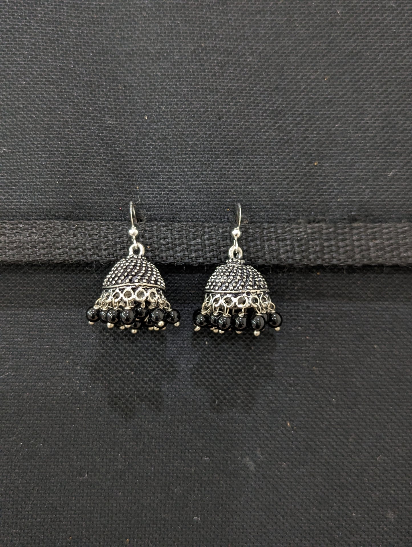 Oxidzed silver hook drop jhumka Earrings - 5 designs