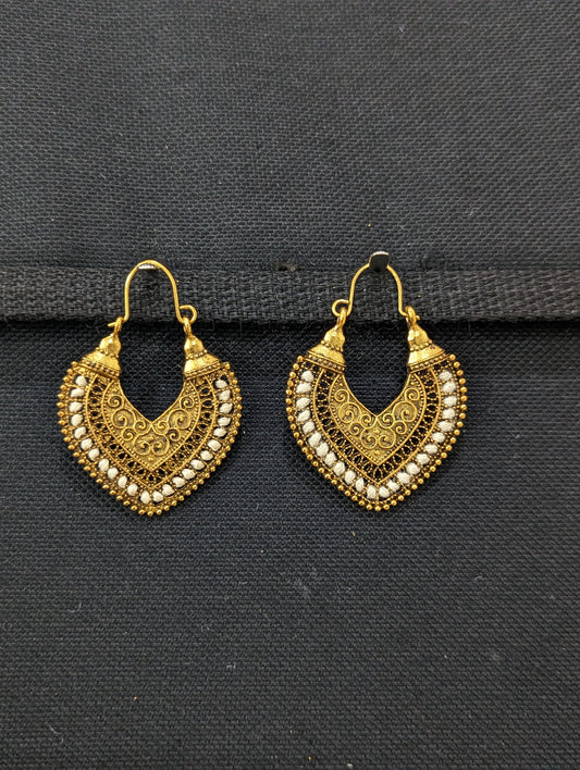 Antique gold oxidized hoop Earrings - 2 designs - Simpliful