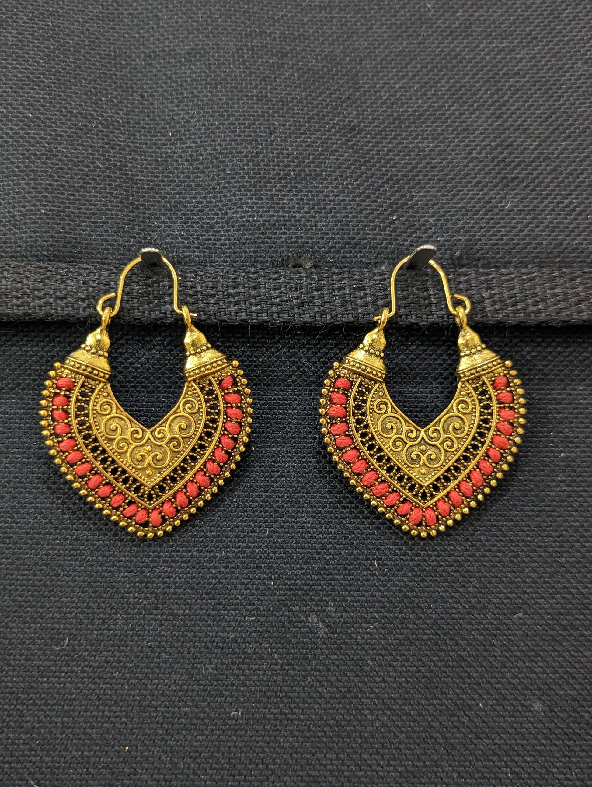 Antique gold oxidized hoop Earrings - 2 designs - Simpliful