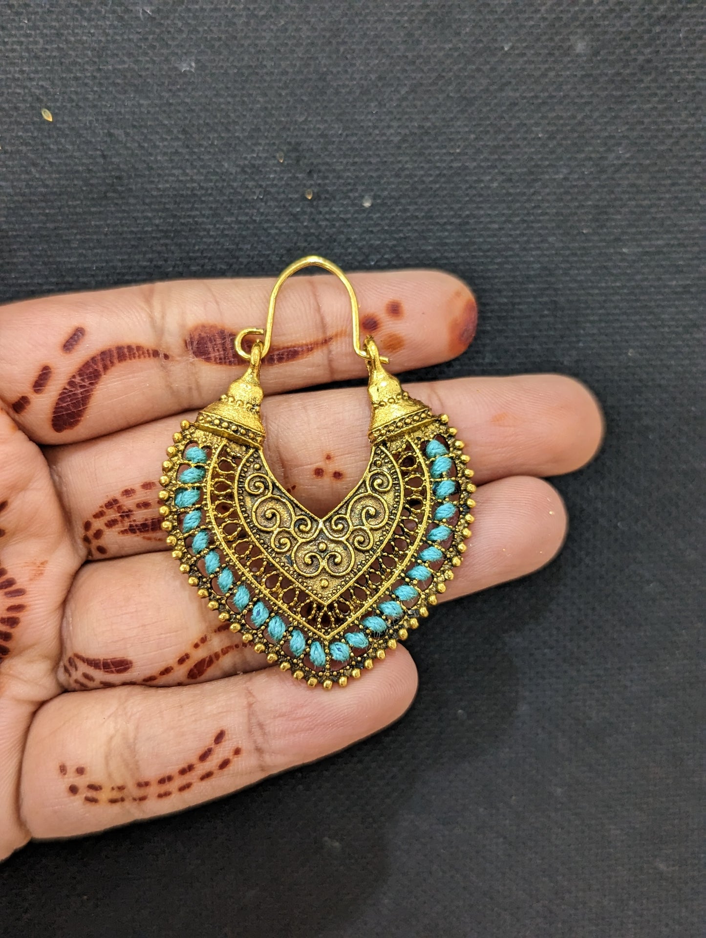 Antique gold oxidized hoop Earrings - 2 designs - Simpliful