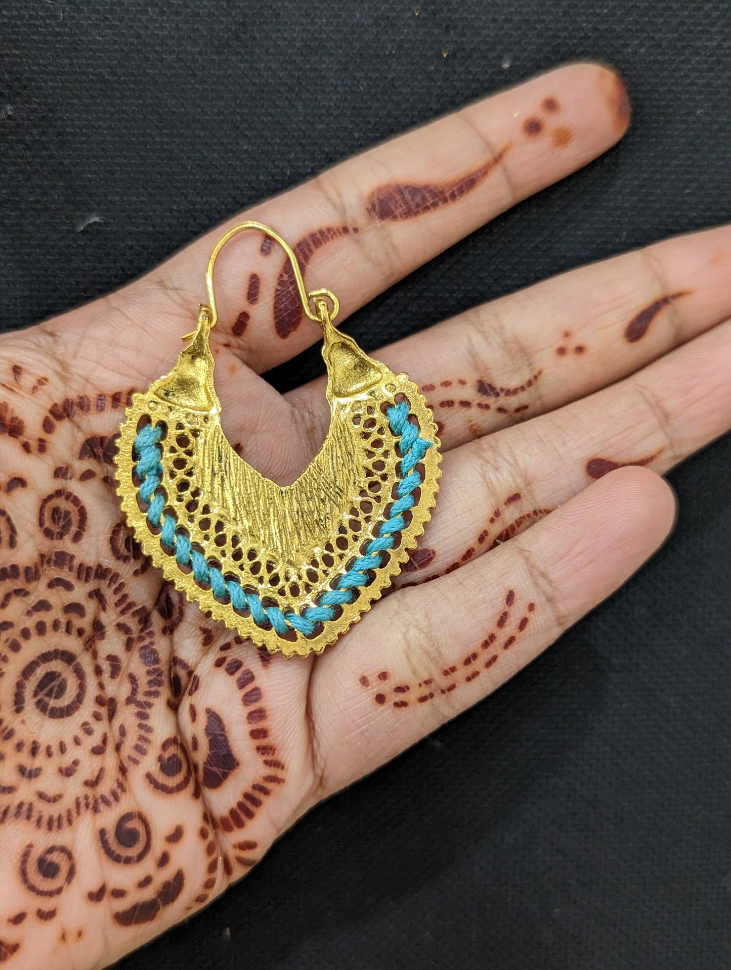 Antique gold oxidized hoop Earrings - 2 designs - Simpliful