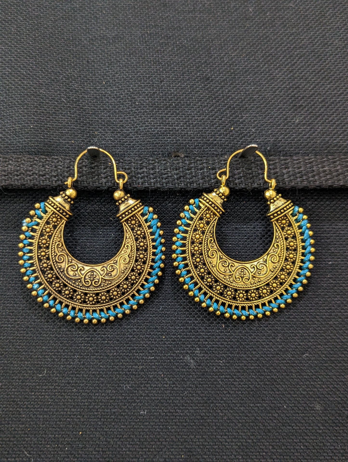 Antique gold oxidized hoop Earrings - 2 designs - Simpliful
