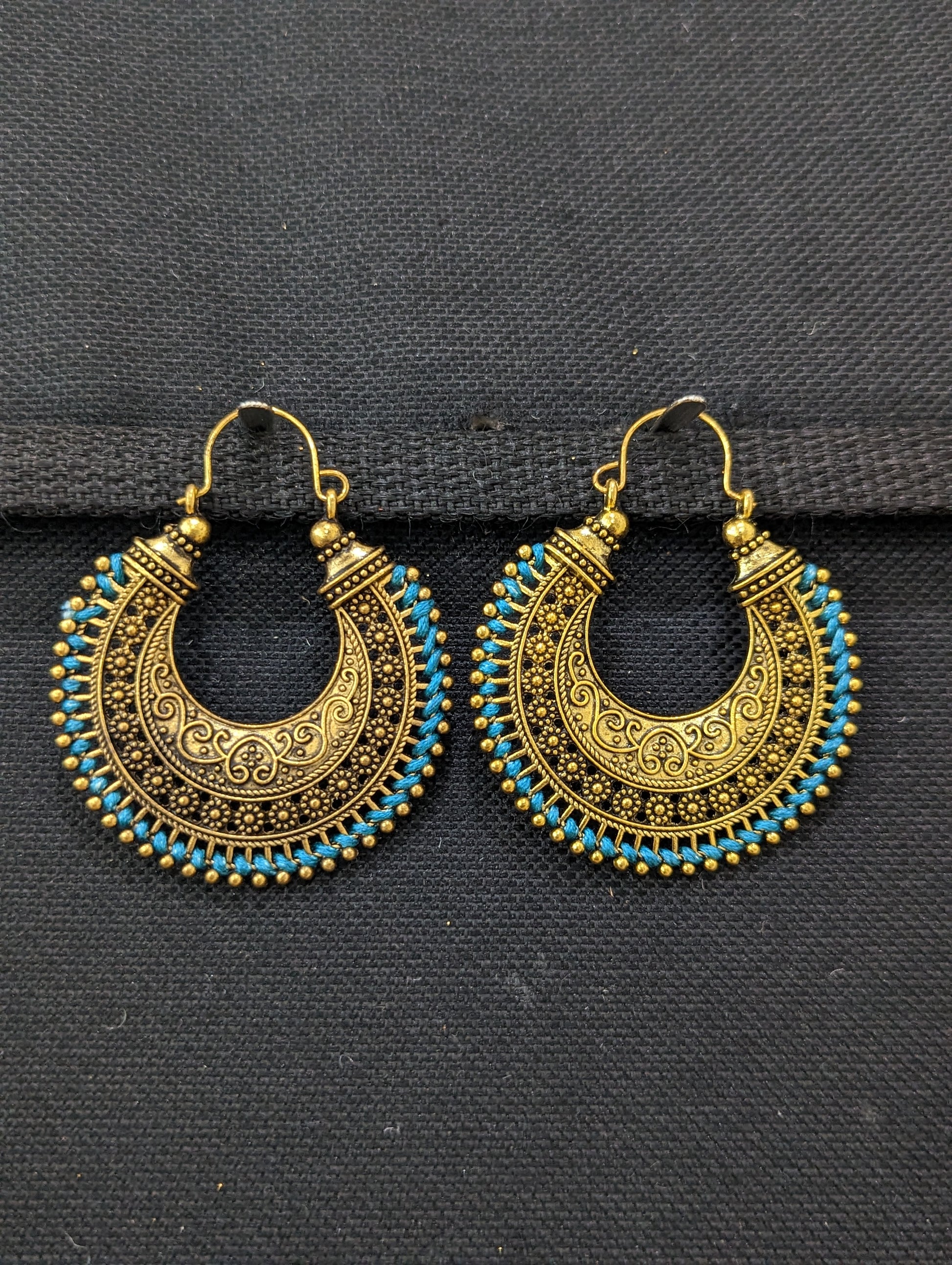 Antique gold oxidized hoop Earrings - 2 designs - Simpliful