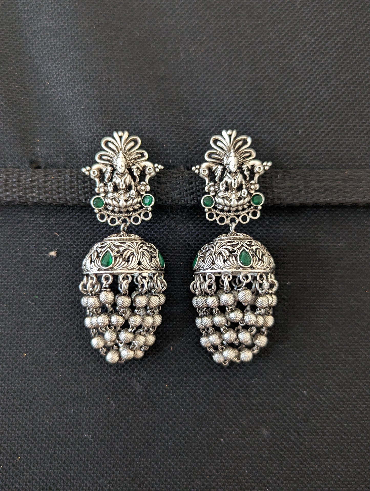 Lakshmi ji Stud Silver Rhodium Jhumka earrings