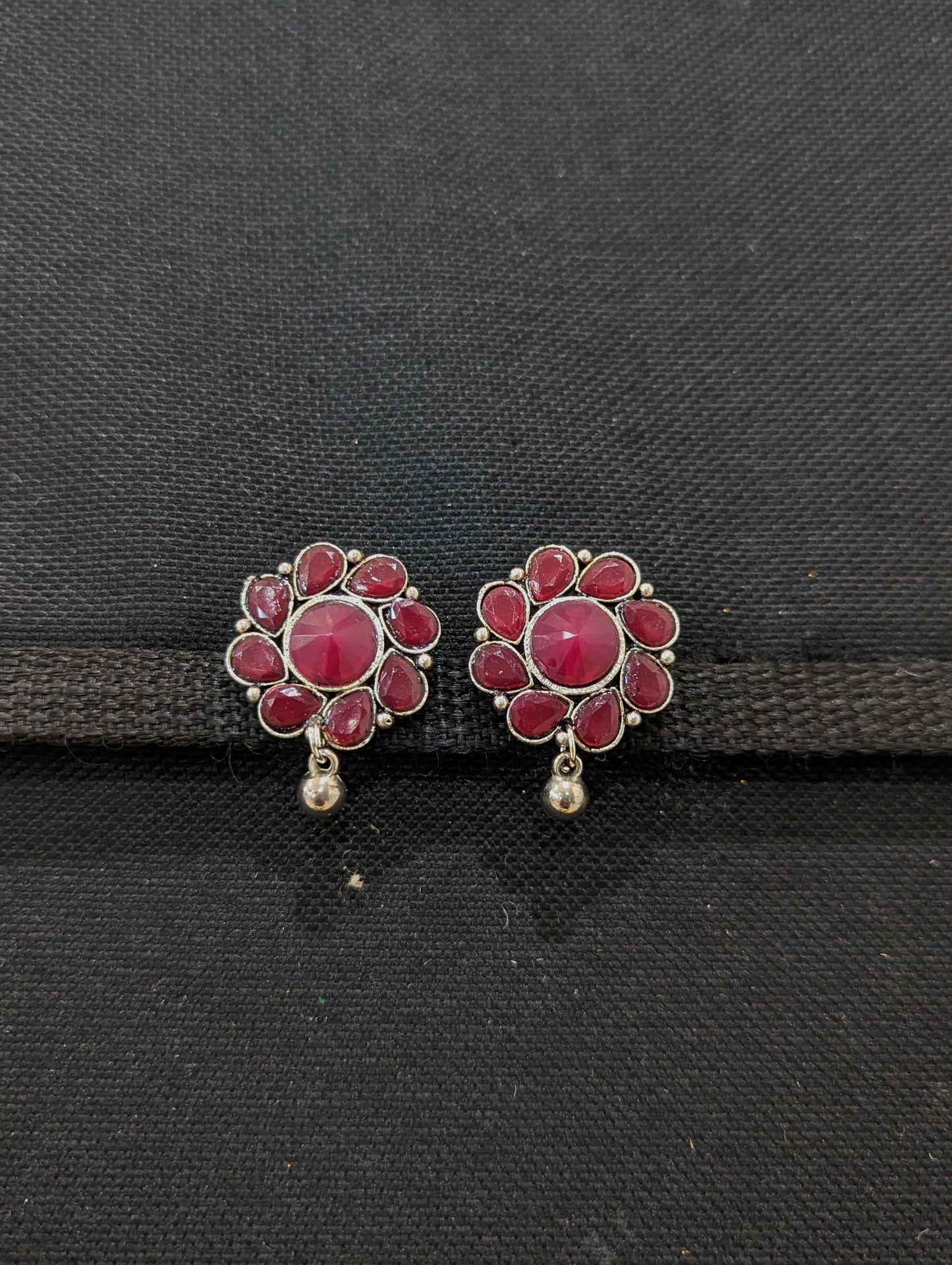 Oxidized Silver Stud Earrings - 3 designs