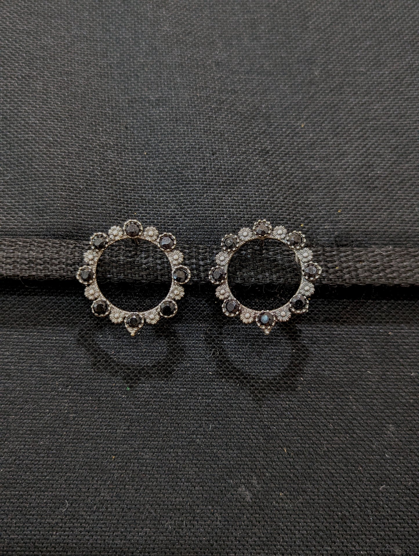 Oxidized Silver Stud Earrings - 3 designs