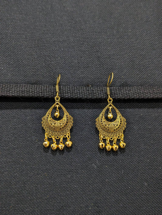 Antique gold oxidized hook drop Earrings - 2 designs - Simpliful