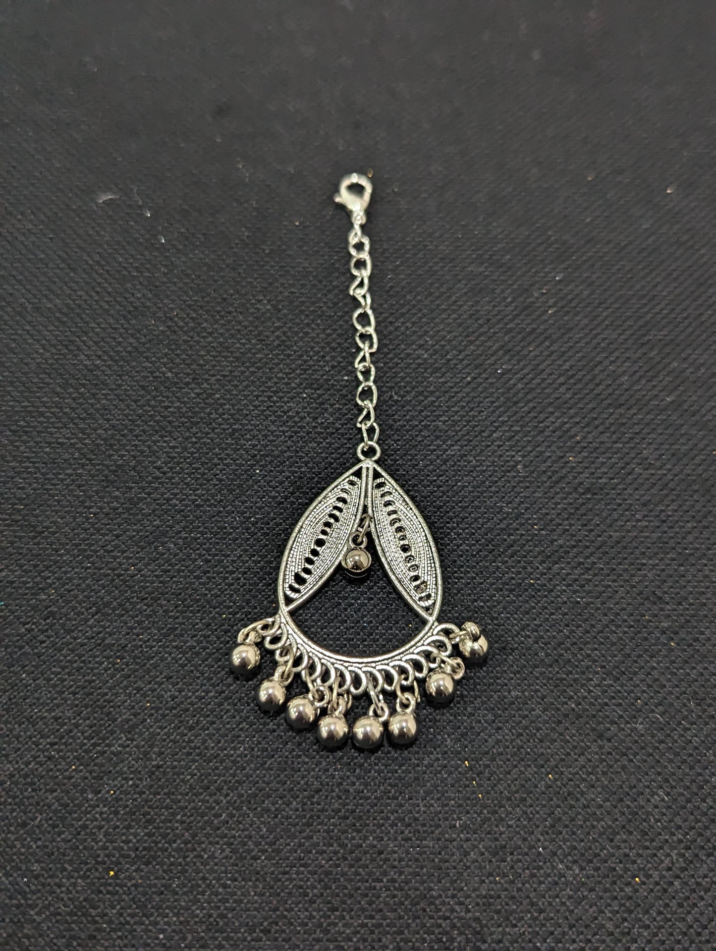 Oxidized silver Teardrop Maang Tikka