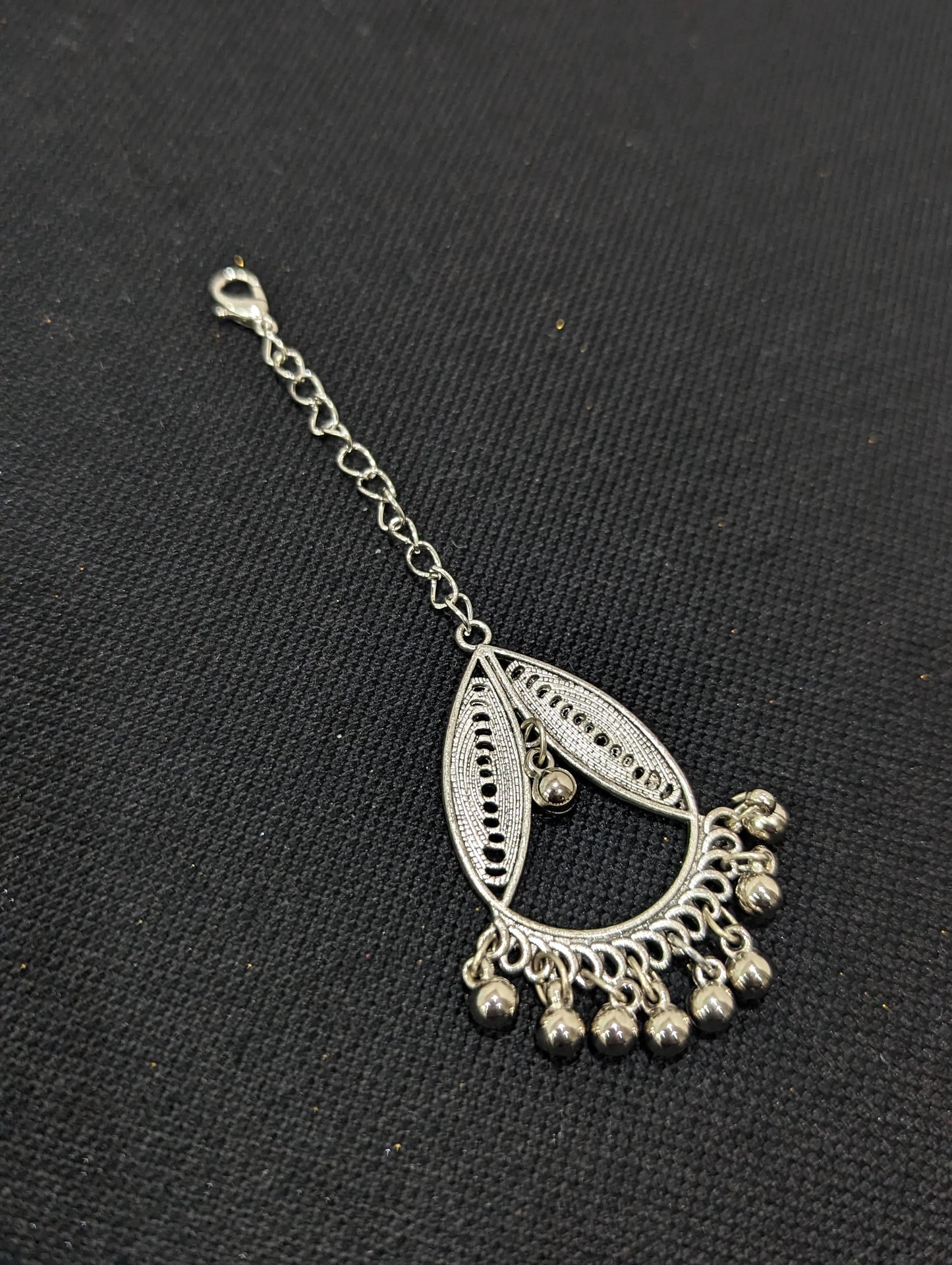 Oxidized silver Teardrop Maang Tikka