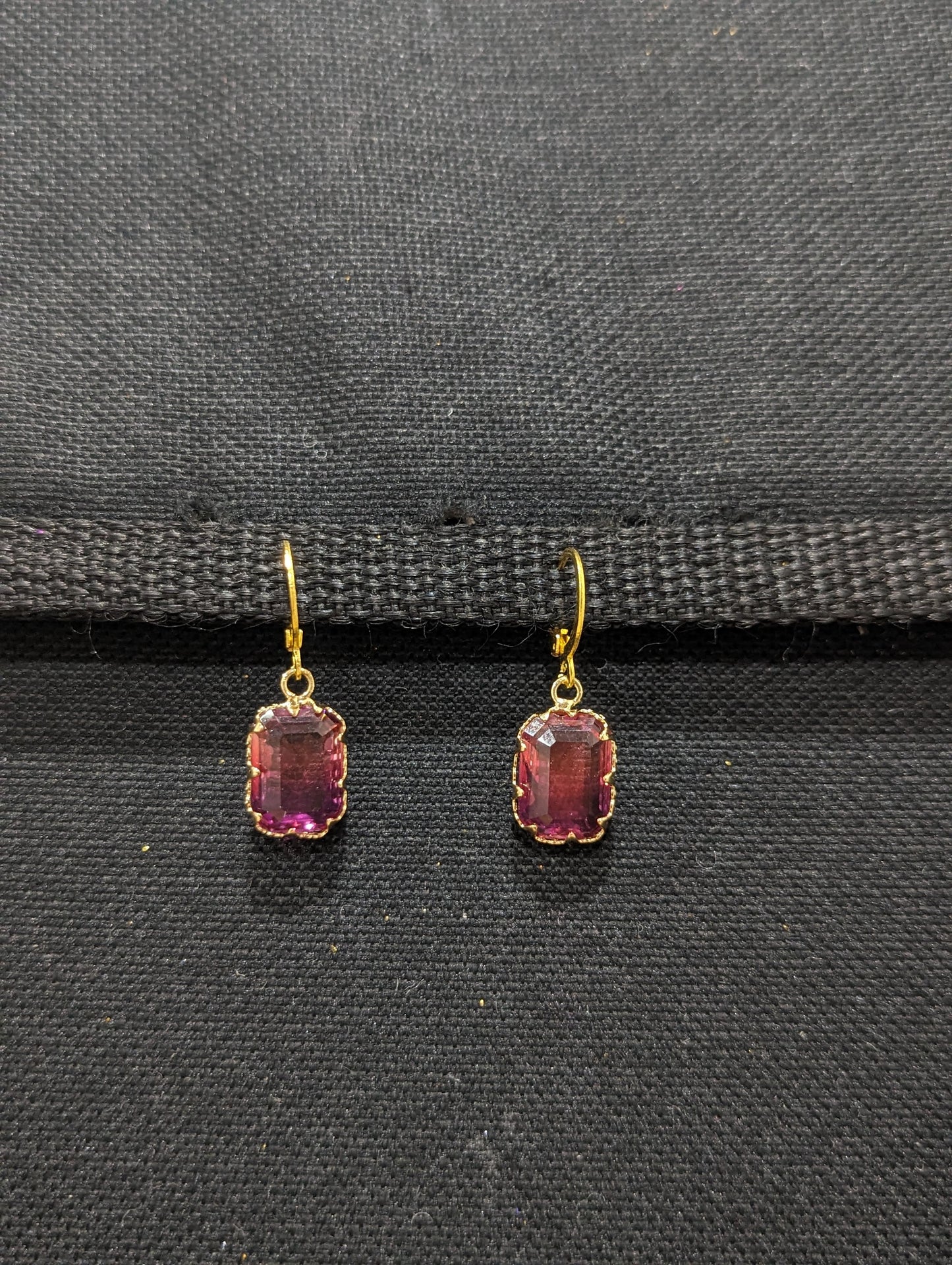 CZ stone ring style hoop dangle earrings