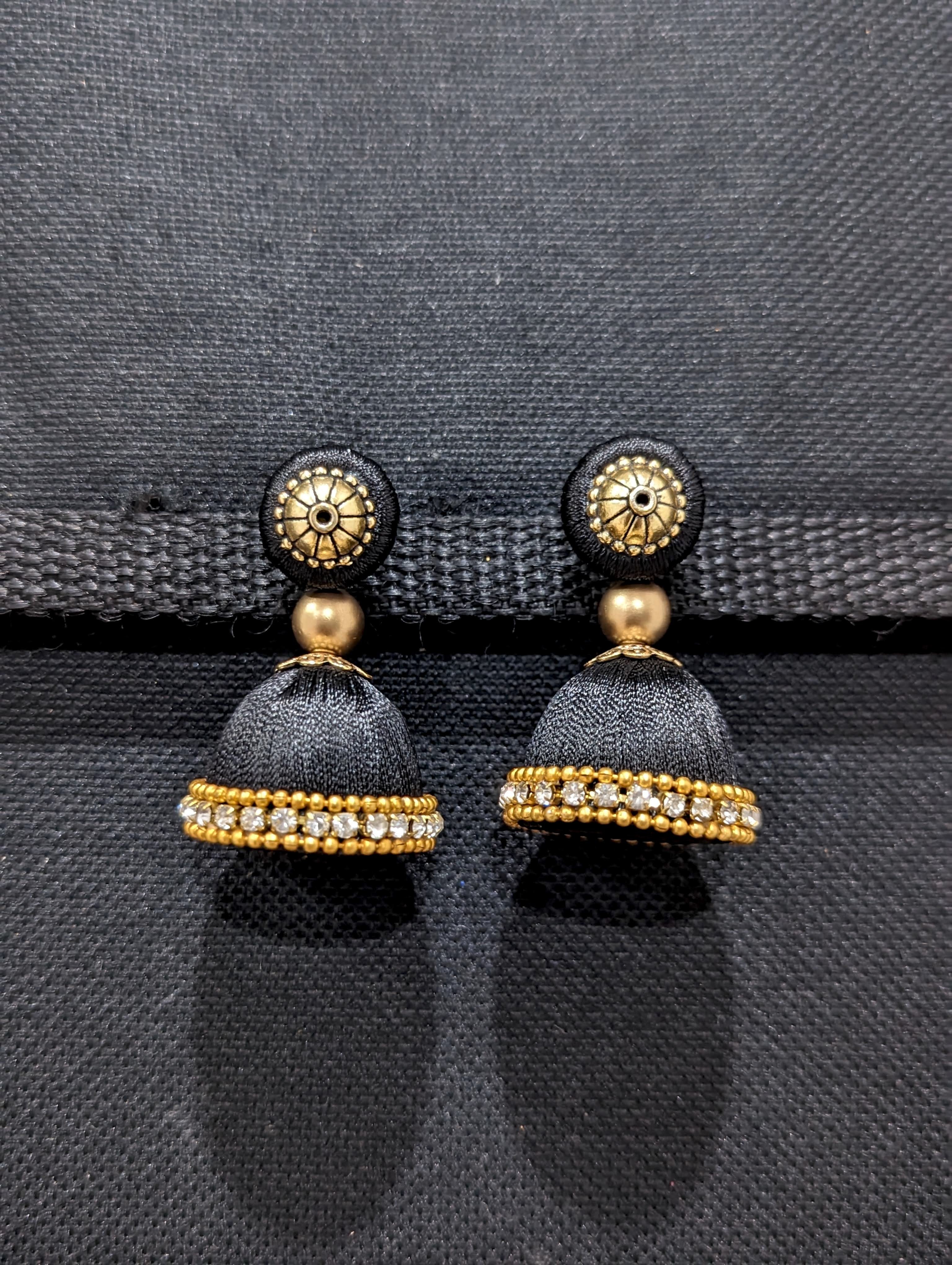 Silk Thread Jhumka Earrings Medium size - Main Image