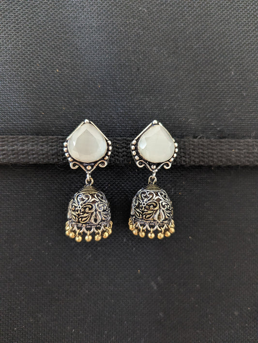 SALE - Dual tone Oxidized Silver Jhumka Earrings