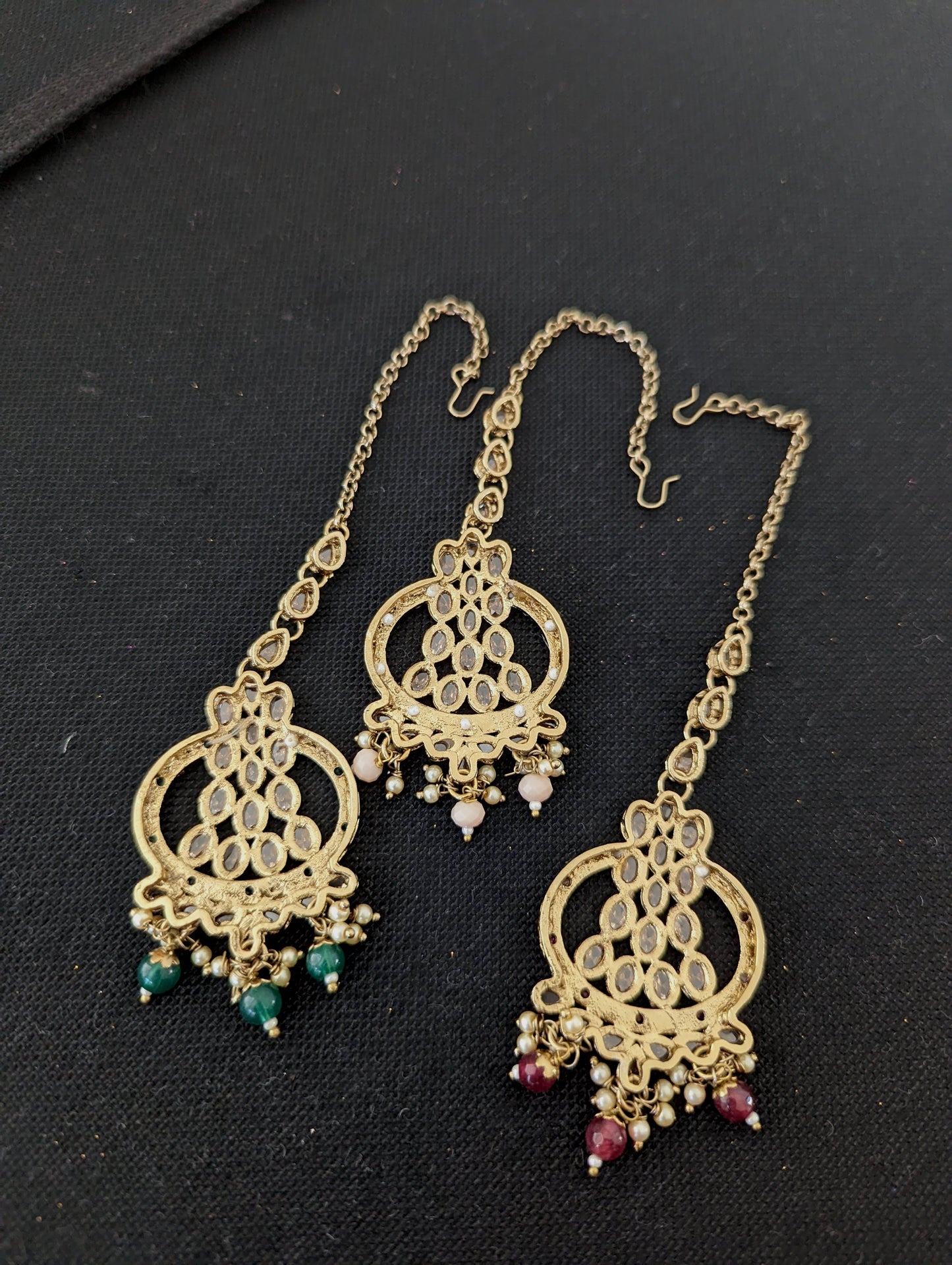 Mehandi gold polish Chandbali Maang Tikka