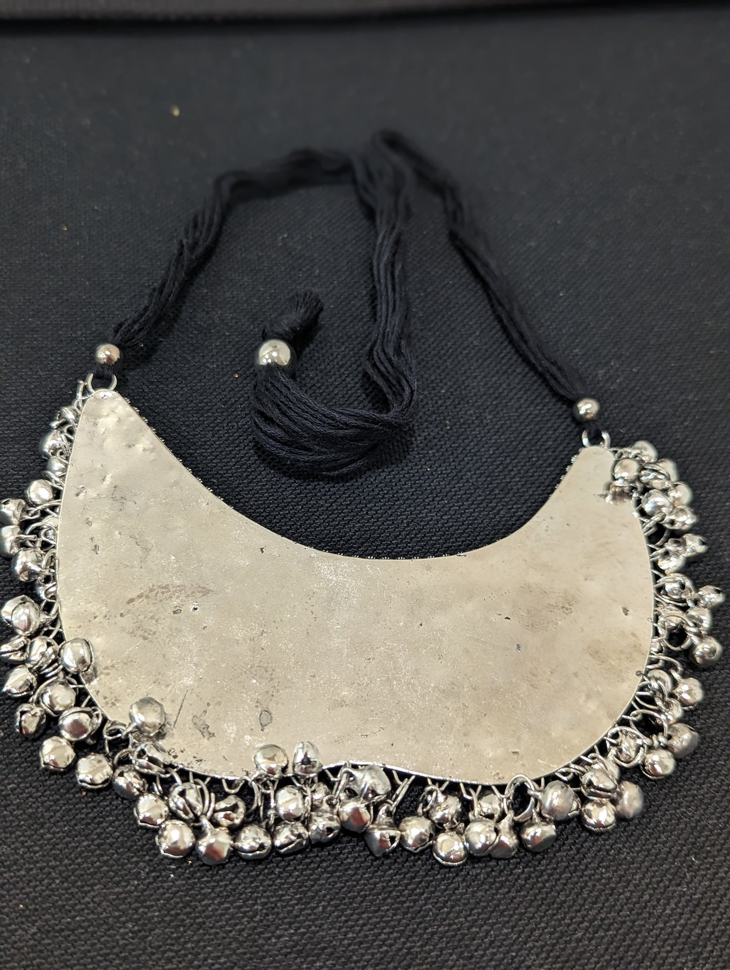 Silver rhodium Broad pendant necklace