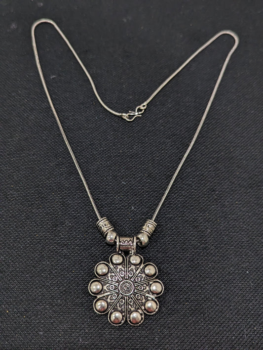 Silver oxidized Designer Pendant Necklace - Simpliful