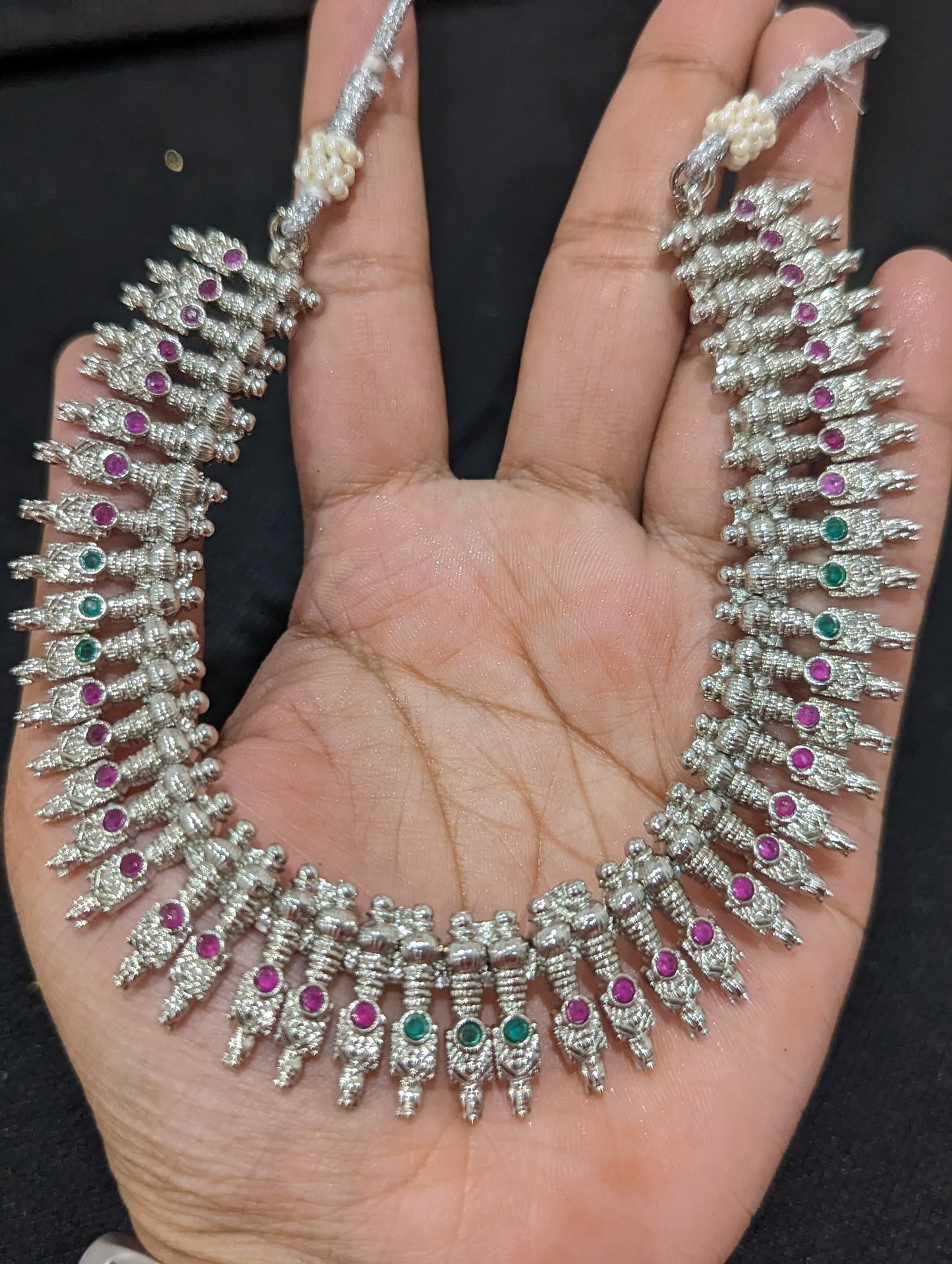 Rhodium silver CZ choker necklace