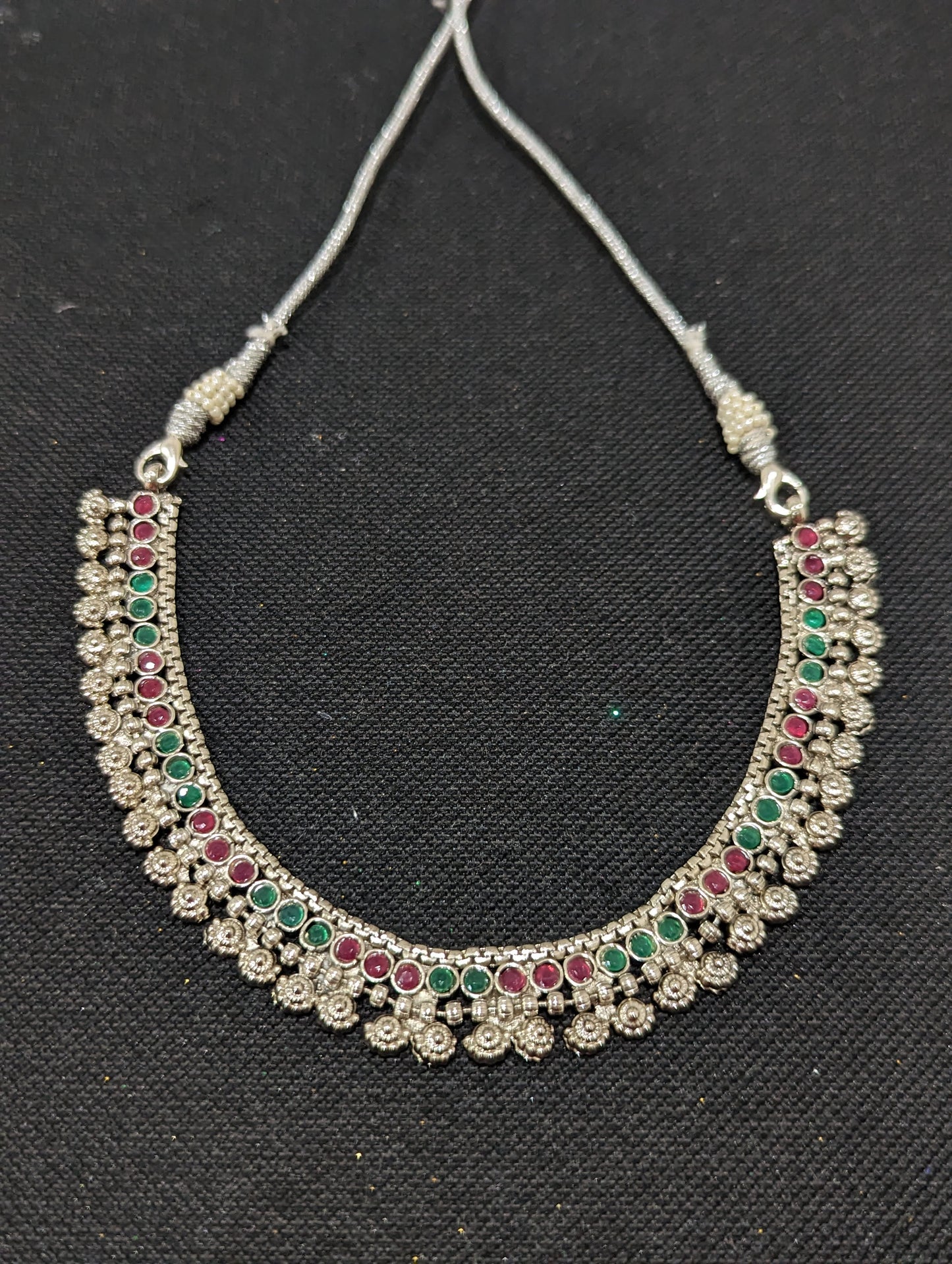 Rhodium silver CZ choker necklace