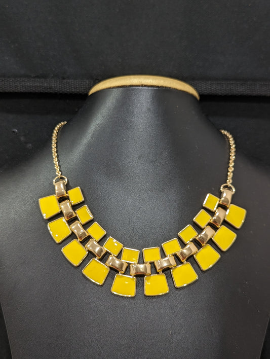 Yellow Enamel Fashion Necklace - Simpliful