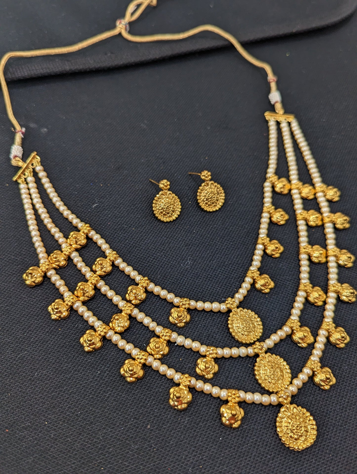 Multi stranded bead necklace and Earrings set