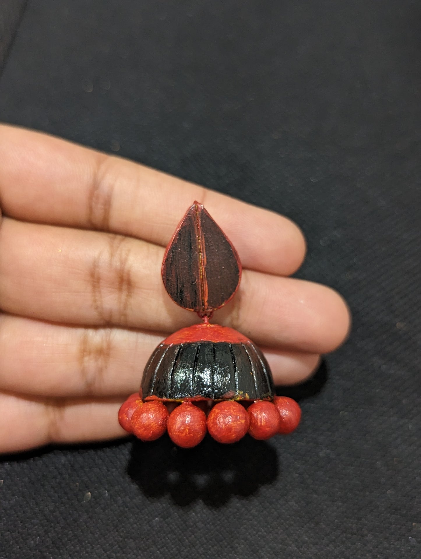 Terracotta Bold beaded Necklace and Jhumka Set