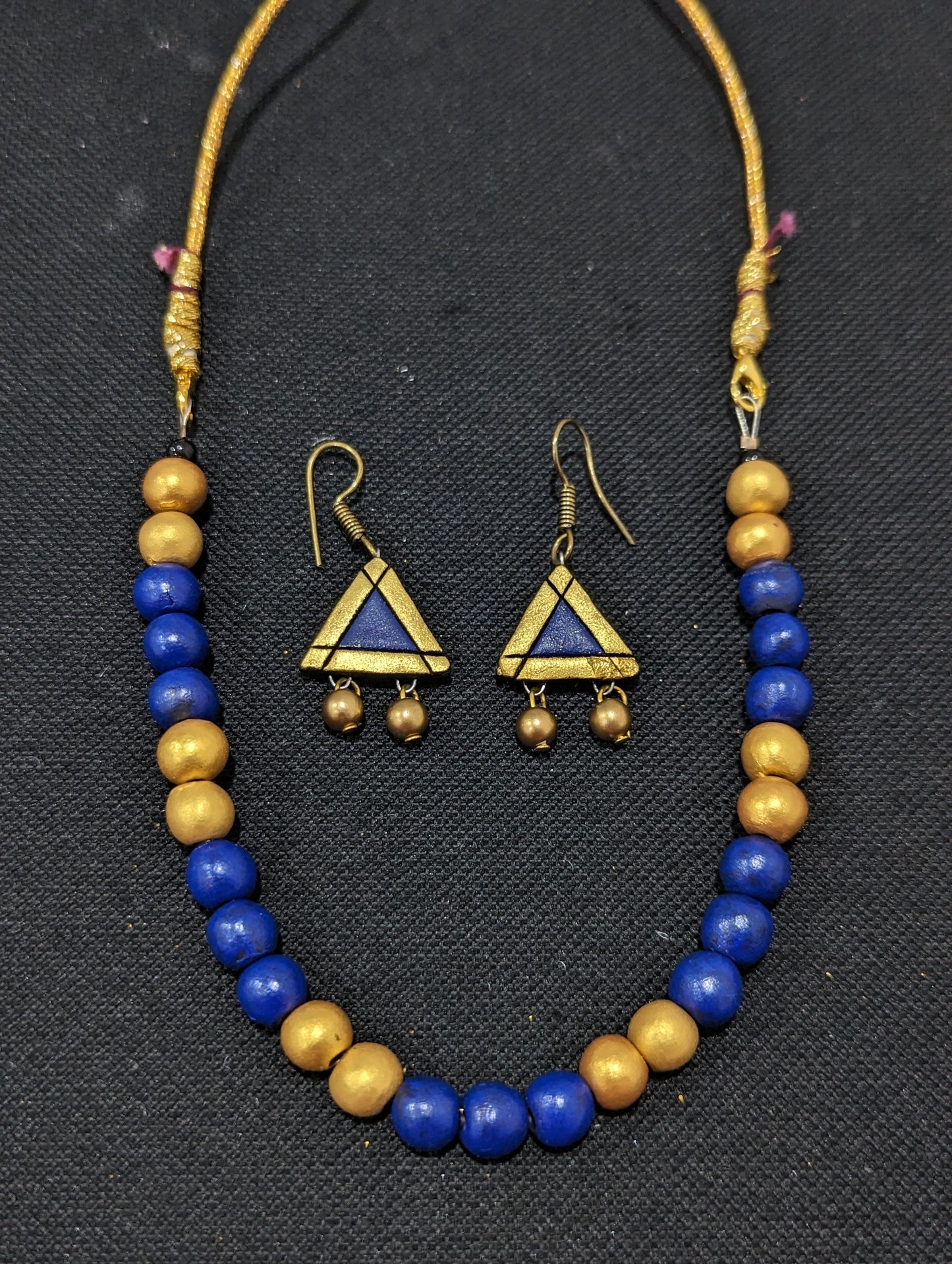 Terracotta beaded Necklace and earrings Set