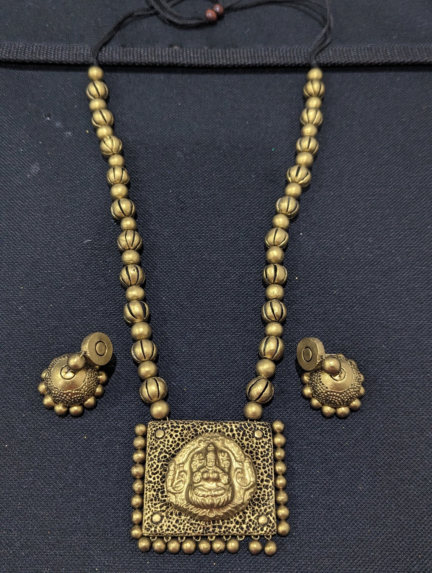 Terracotta Goddess Lakshmi Haram Necklace and Earrings Set