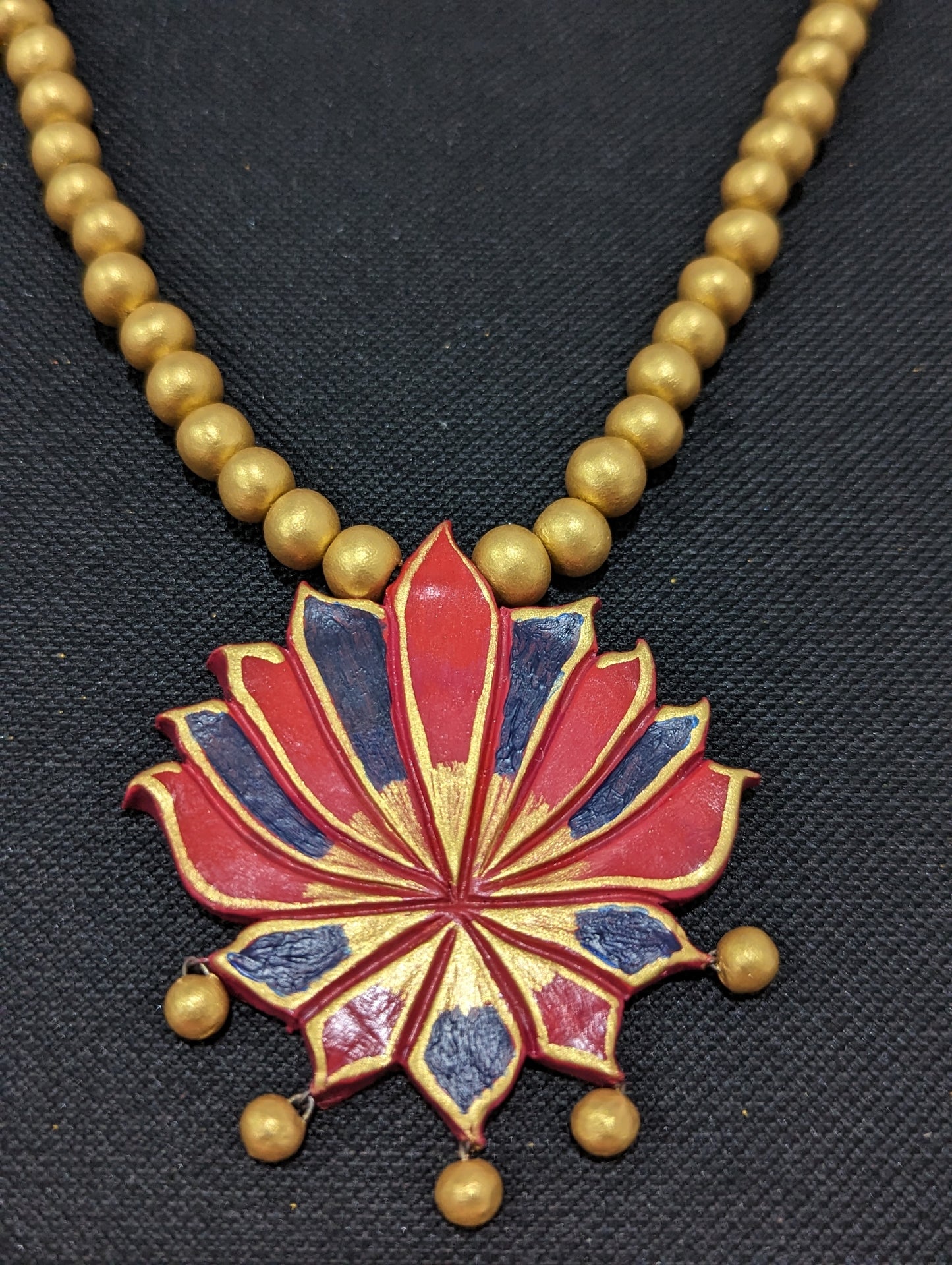 Terracotta Lotus design Necklace and Stud Set