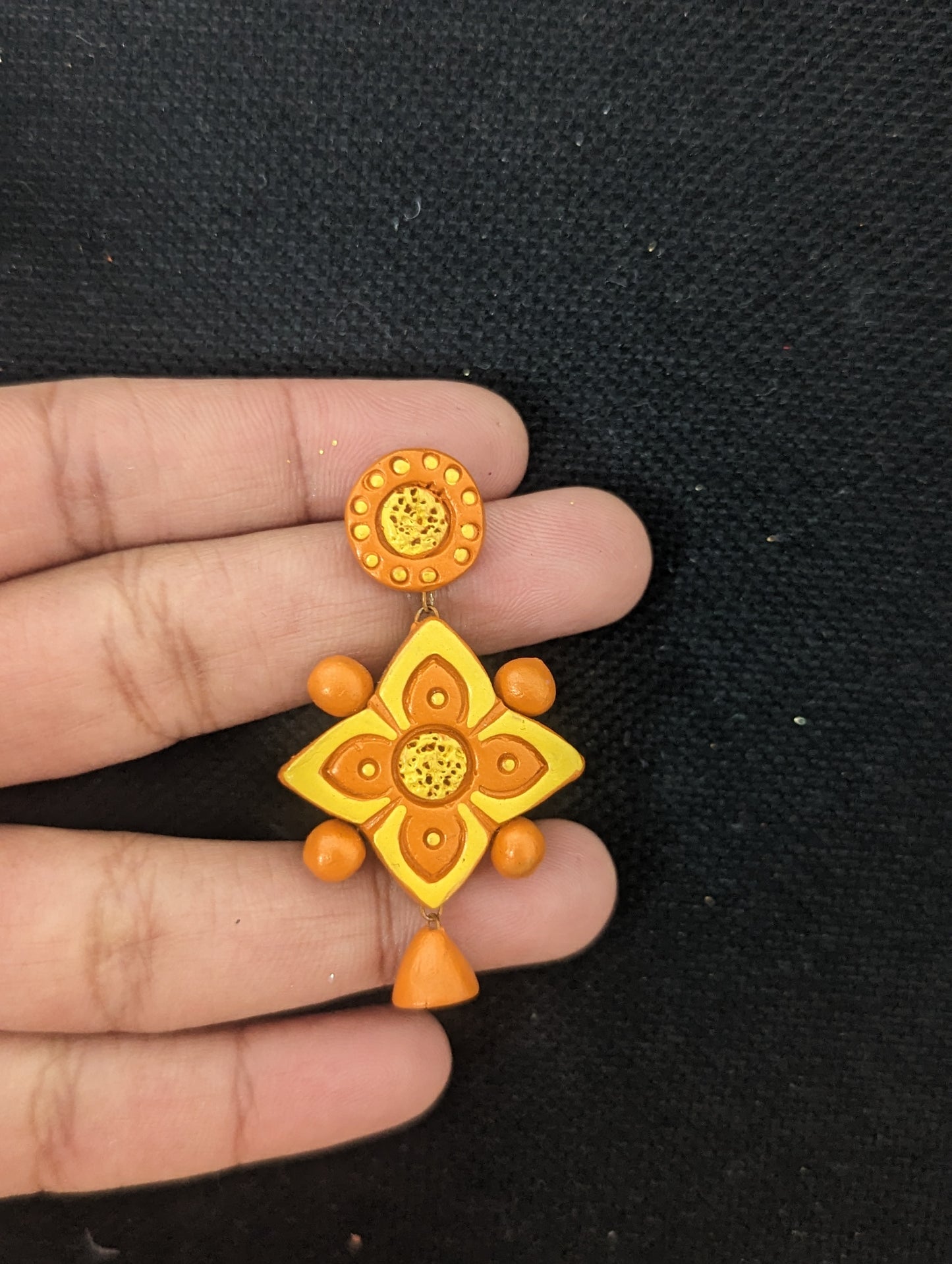 Terracotta Orange Yellow Earrings - Simpliful