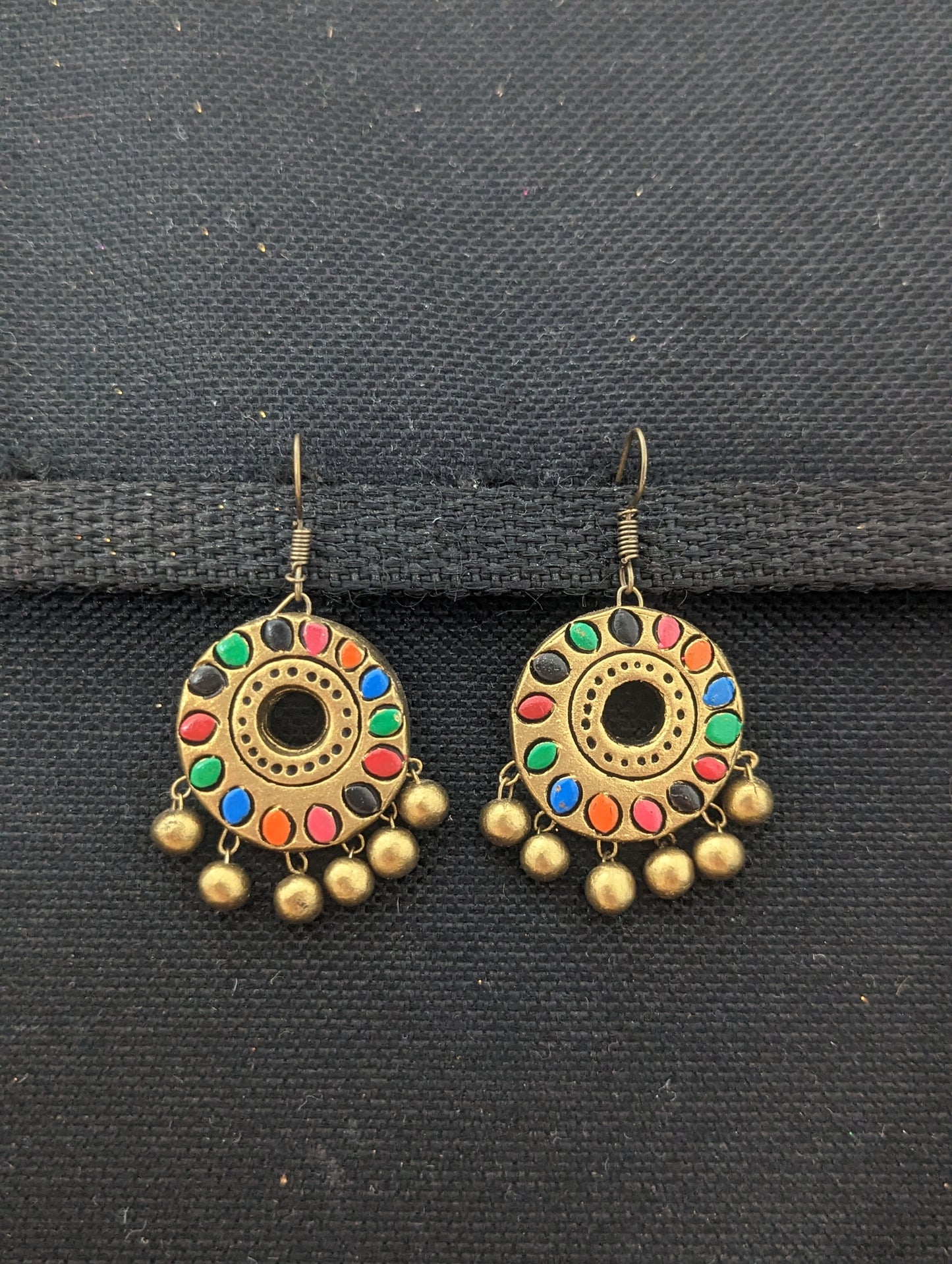 Terracotta Multi color Hook drop Earrings - 2 sizes - Simpliful