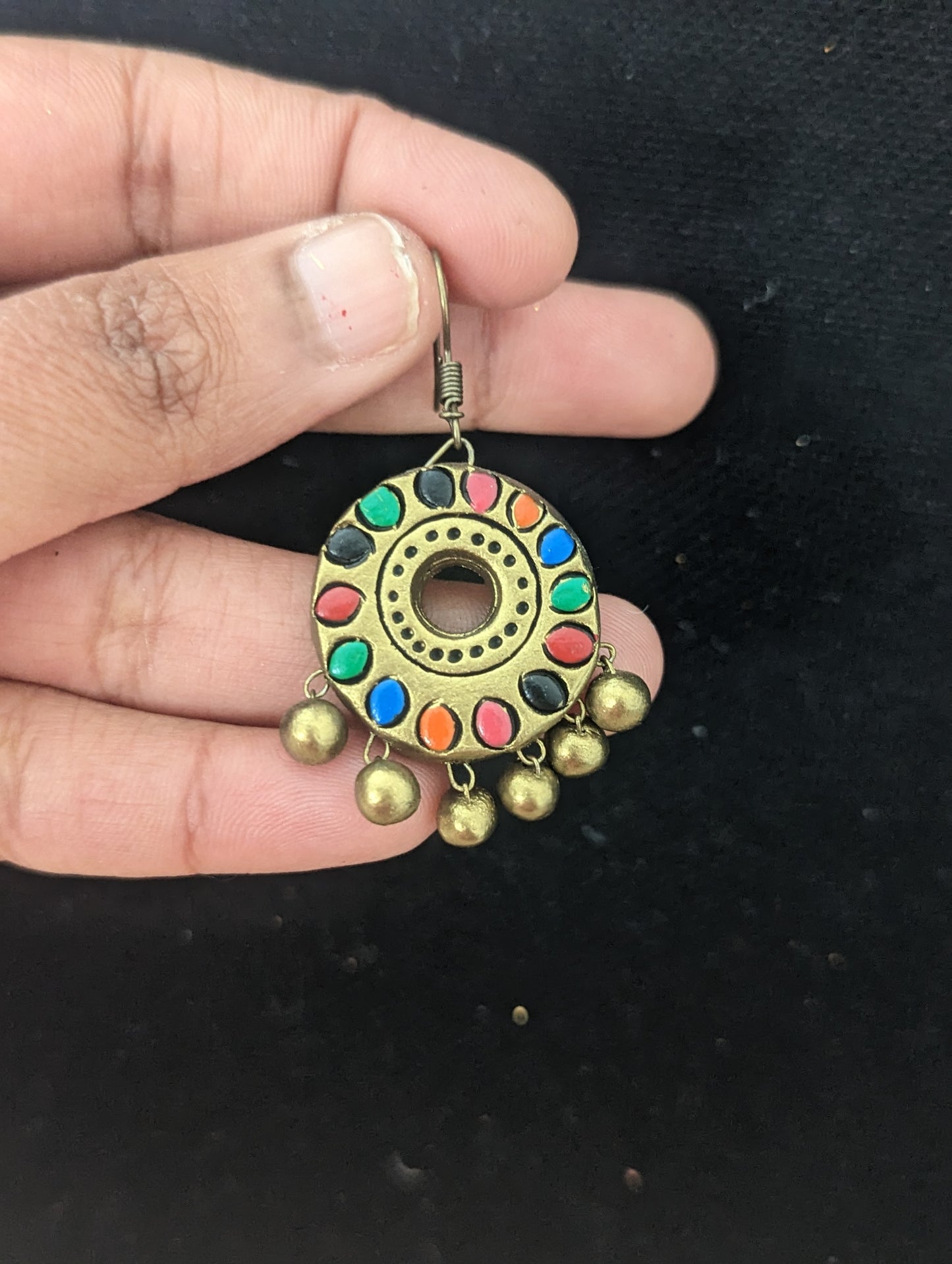 Terracotta Multi color Hook drop Earrings - 2 sizes - Simpliful