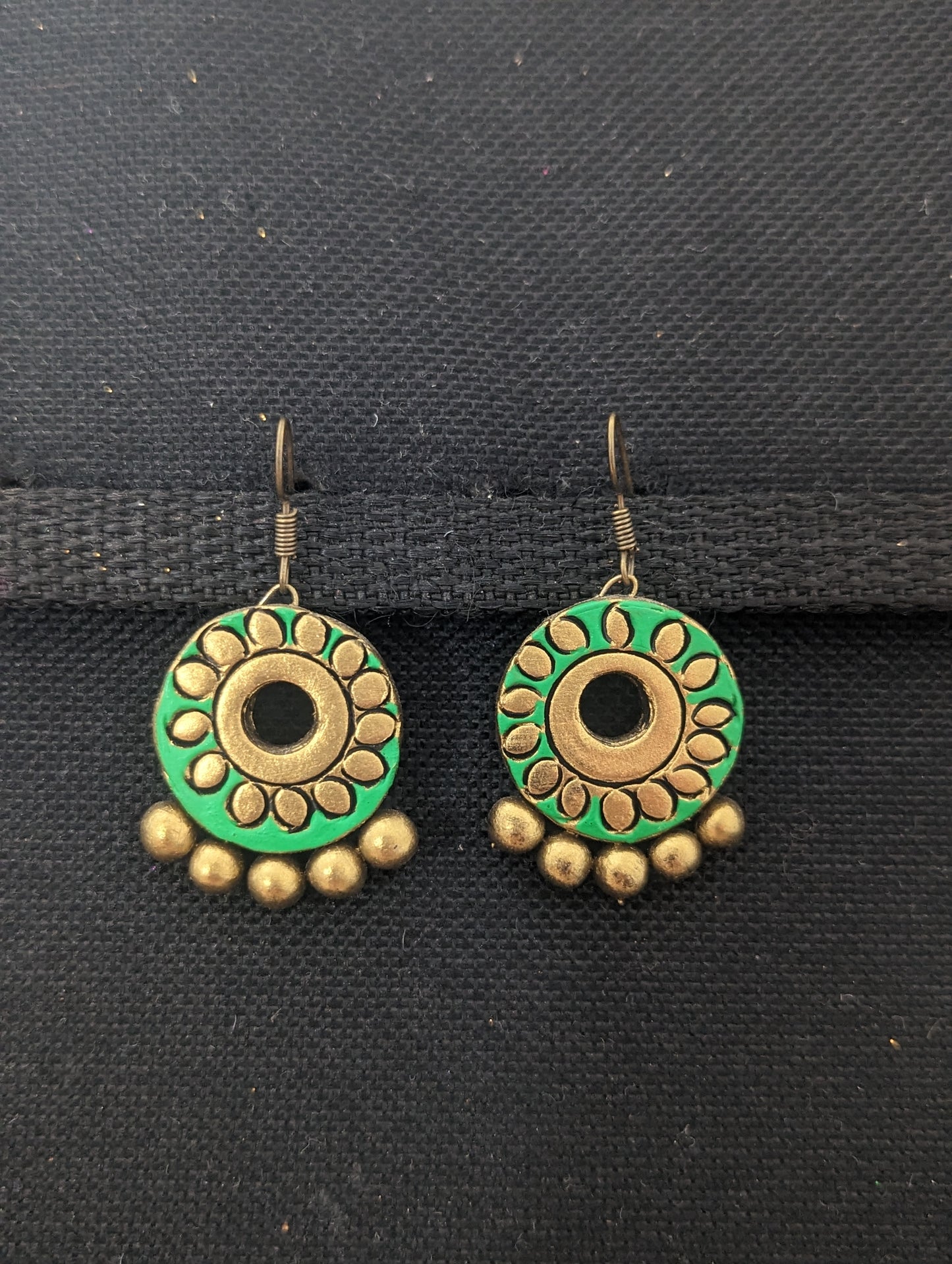 Terracotta Flower design hook drop Earrings - Simpliful