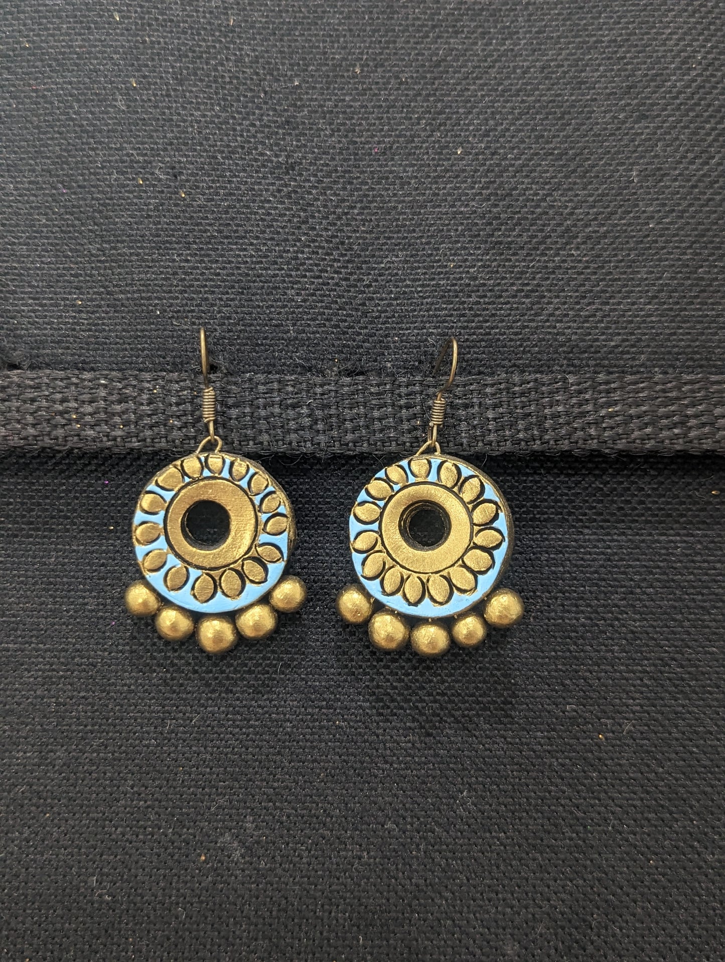Terracotta Flower design hook drop Earrings - Simpliful