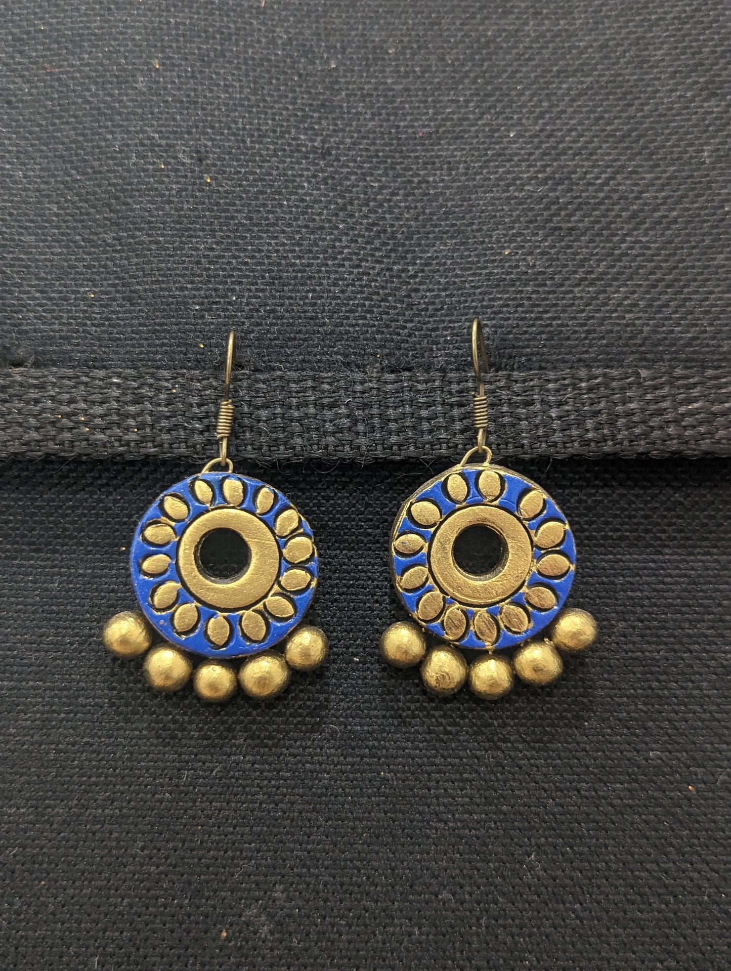 Terracotta Flower design hook drop Earrings - Simpliful