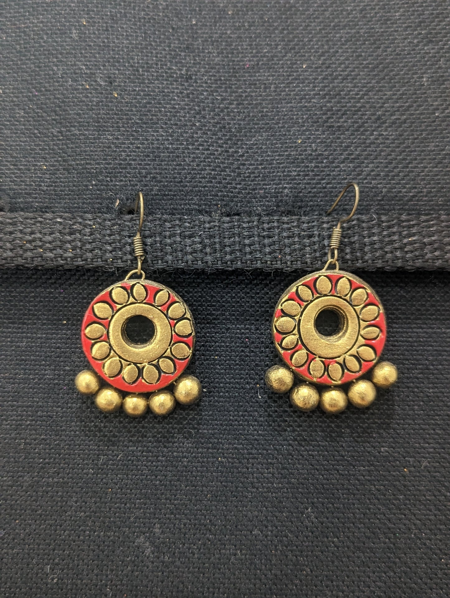 Terracotta Flower design hook drop Earrings - Simpliful